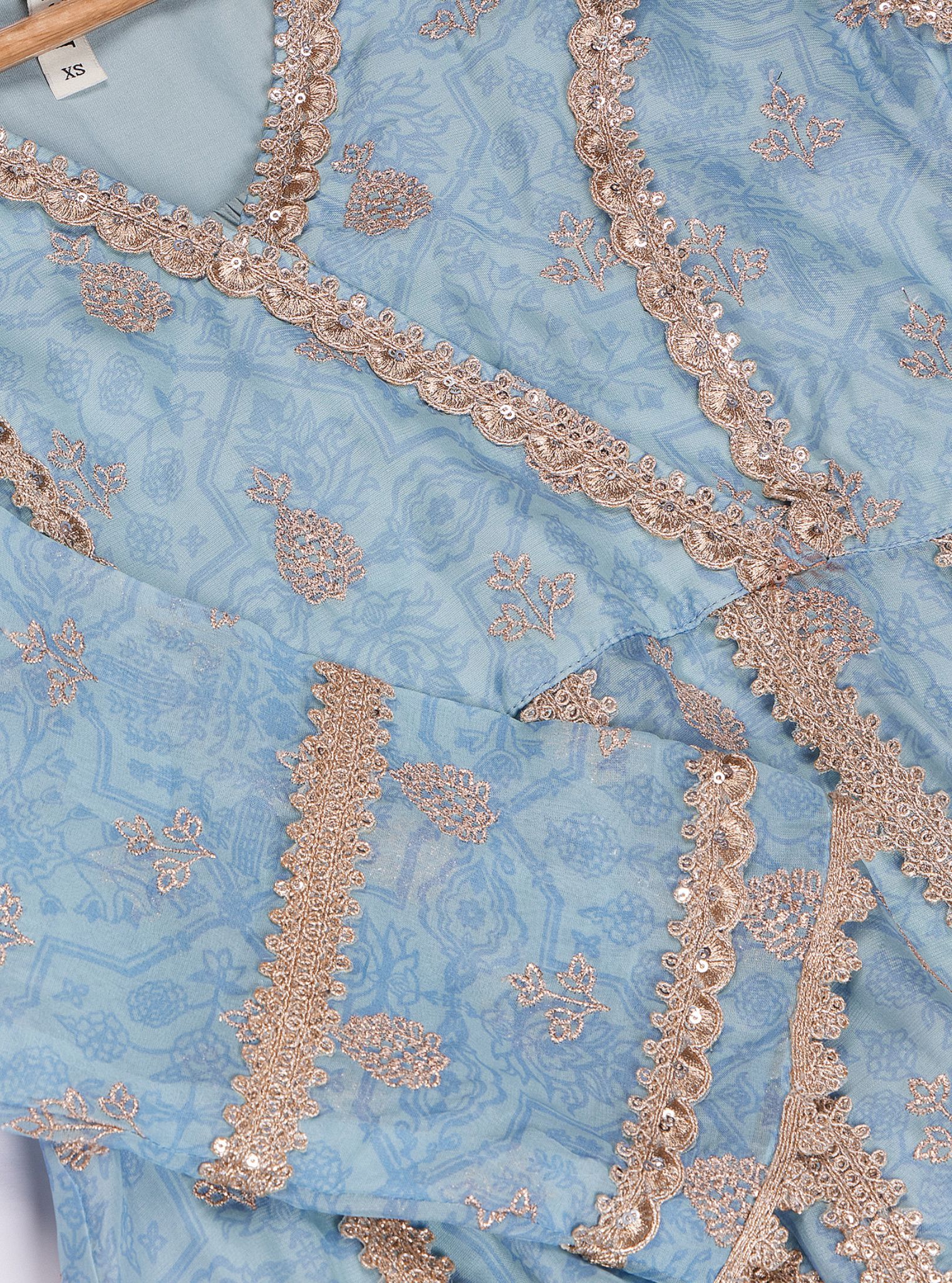 Vamsi Organza Blue Anarkali Kurta Set