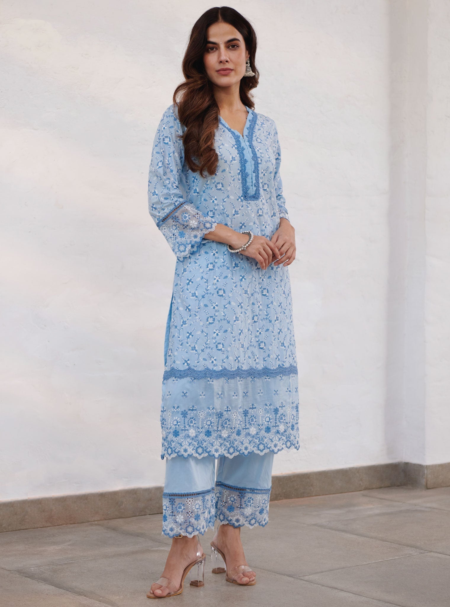 Trent Supima Cotton Blue Kurta Set