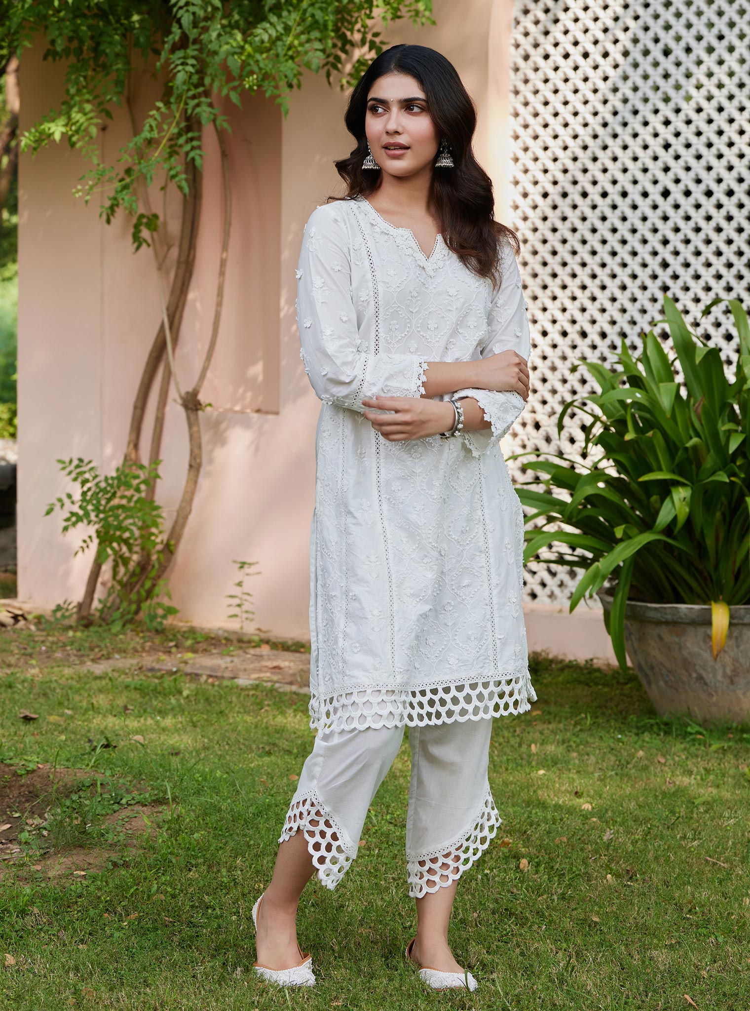 Kainat Supima Cotton Off White Kurta Set