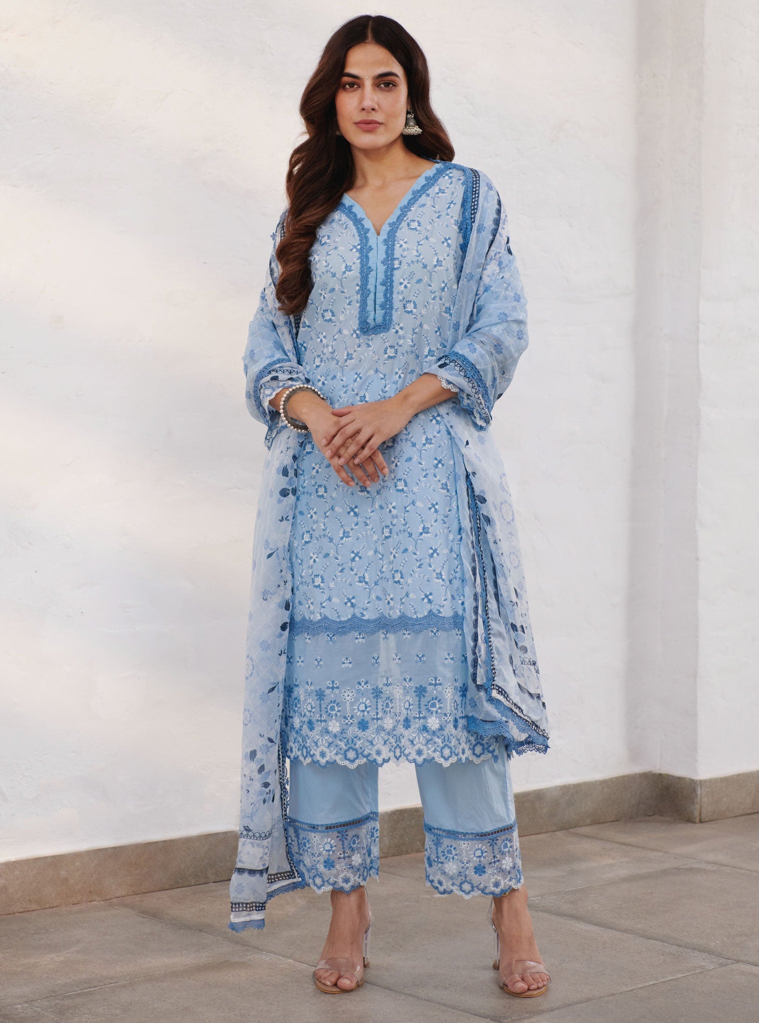 Trent Supima Cotton Blue Kurta Set