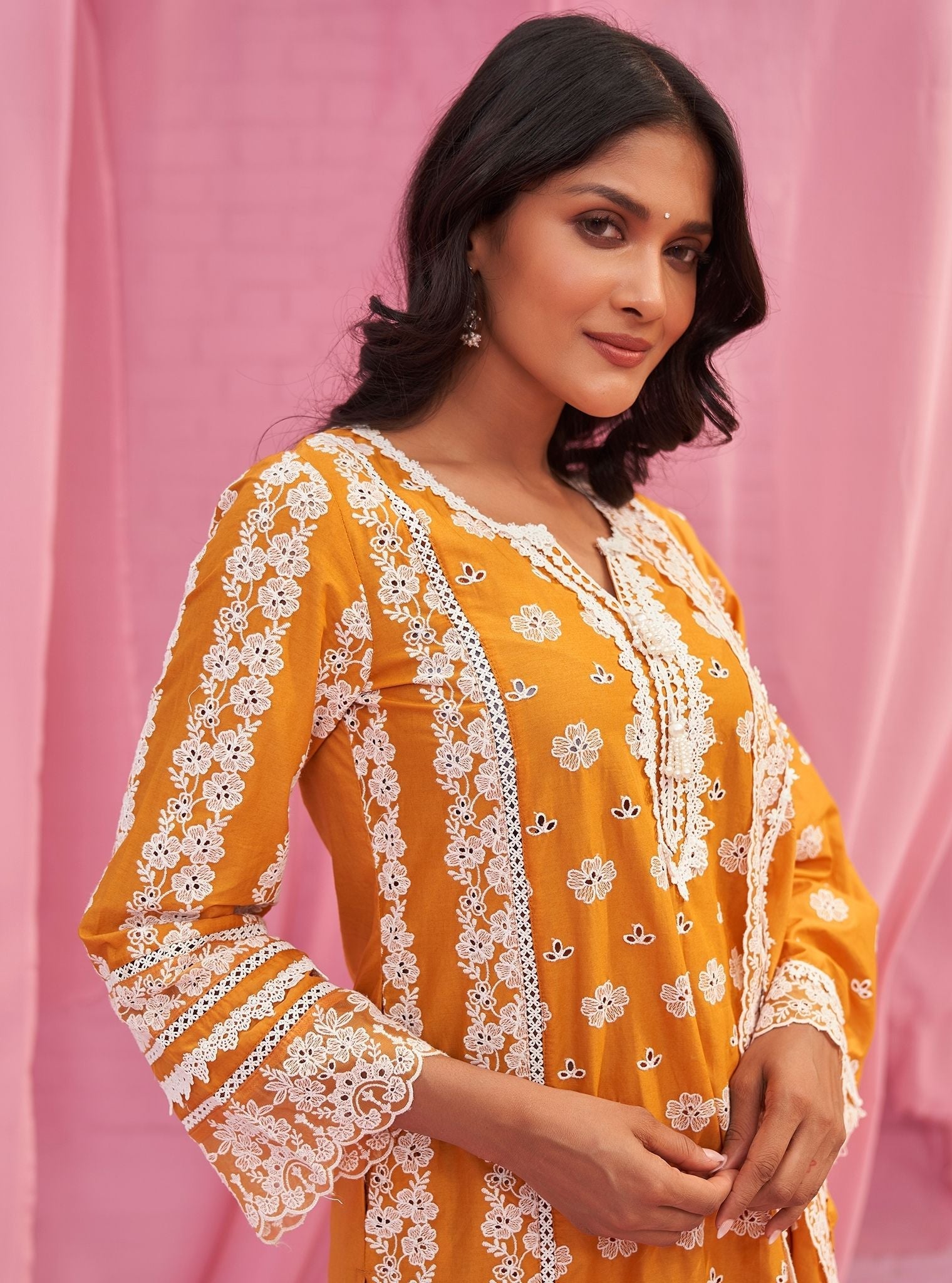 Tamaya Supima Cotton Orange Kurta Set