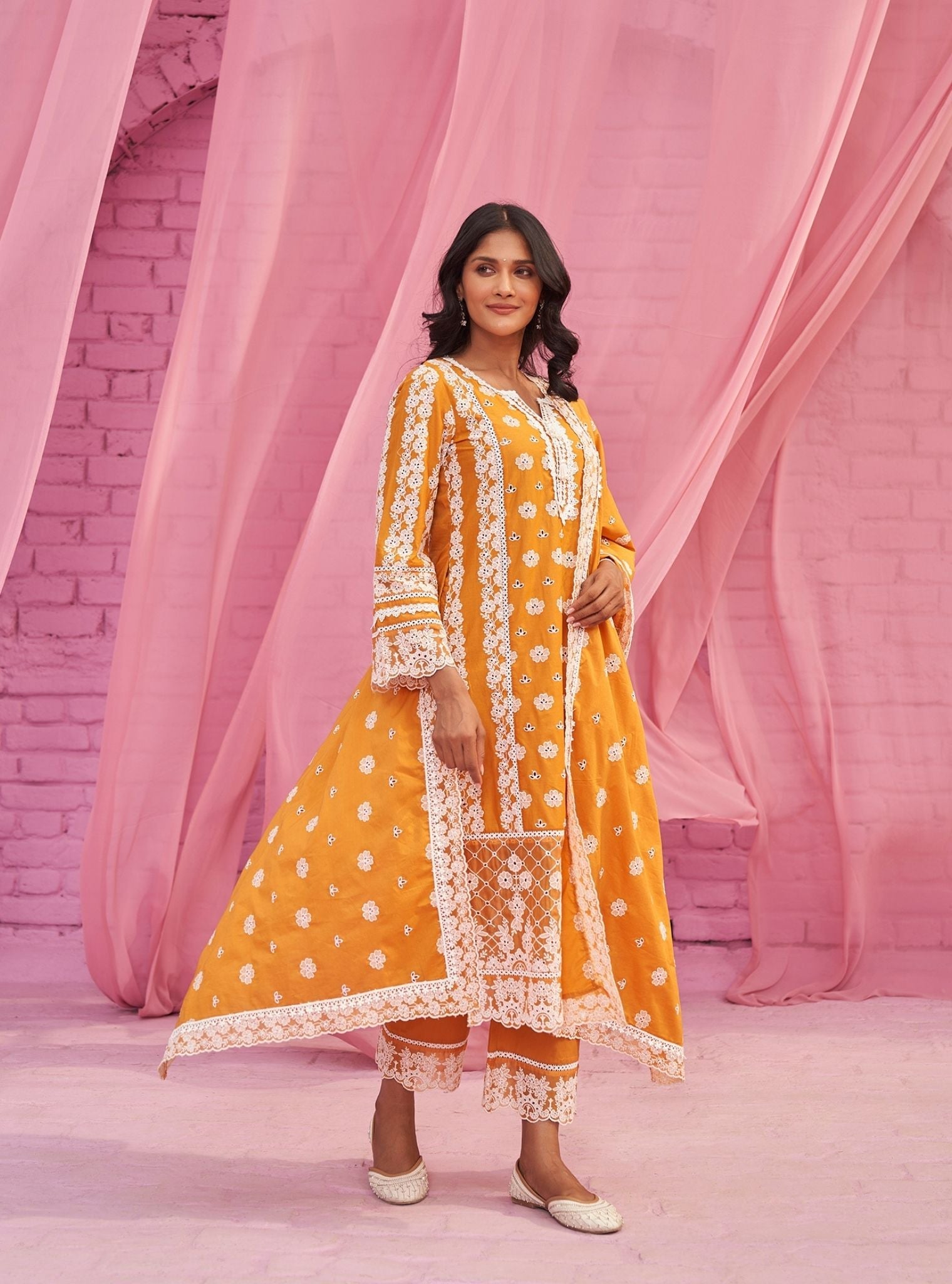 Tamaya Supima Cotton Orange Kurta Set