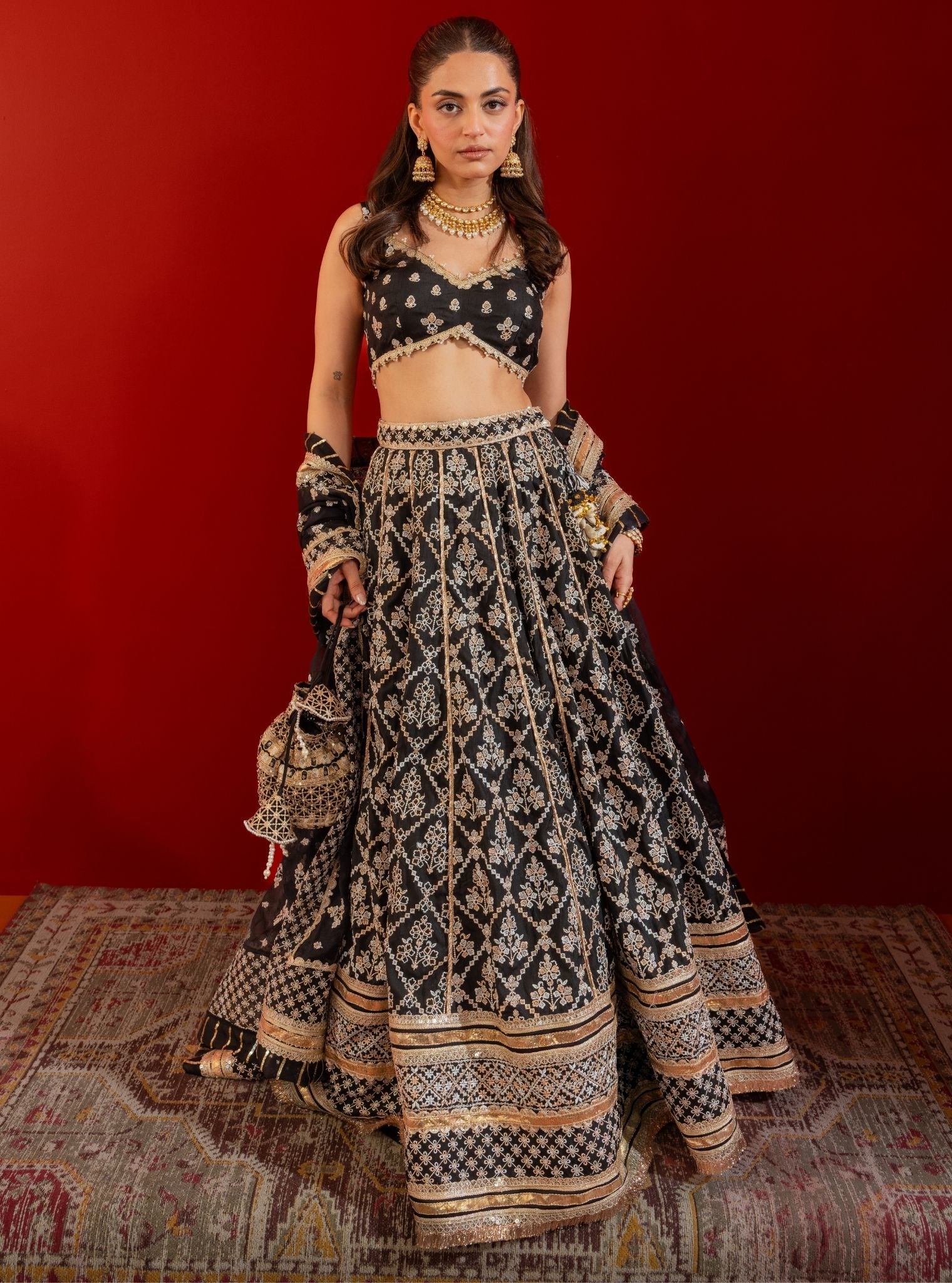 Anton Bemberg Silk Black Lehenga