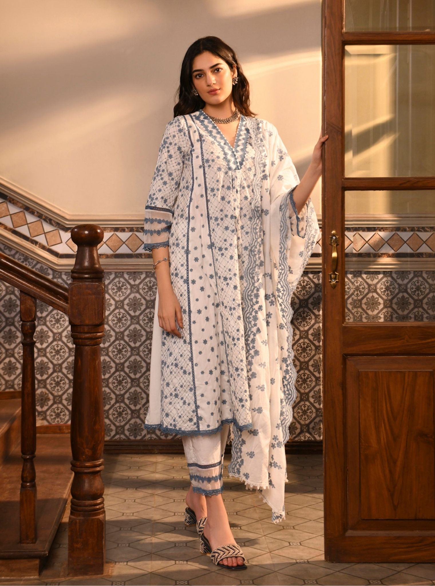 Kishi Supima Cotton White Kurta Set