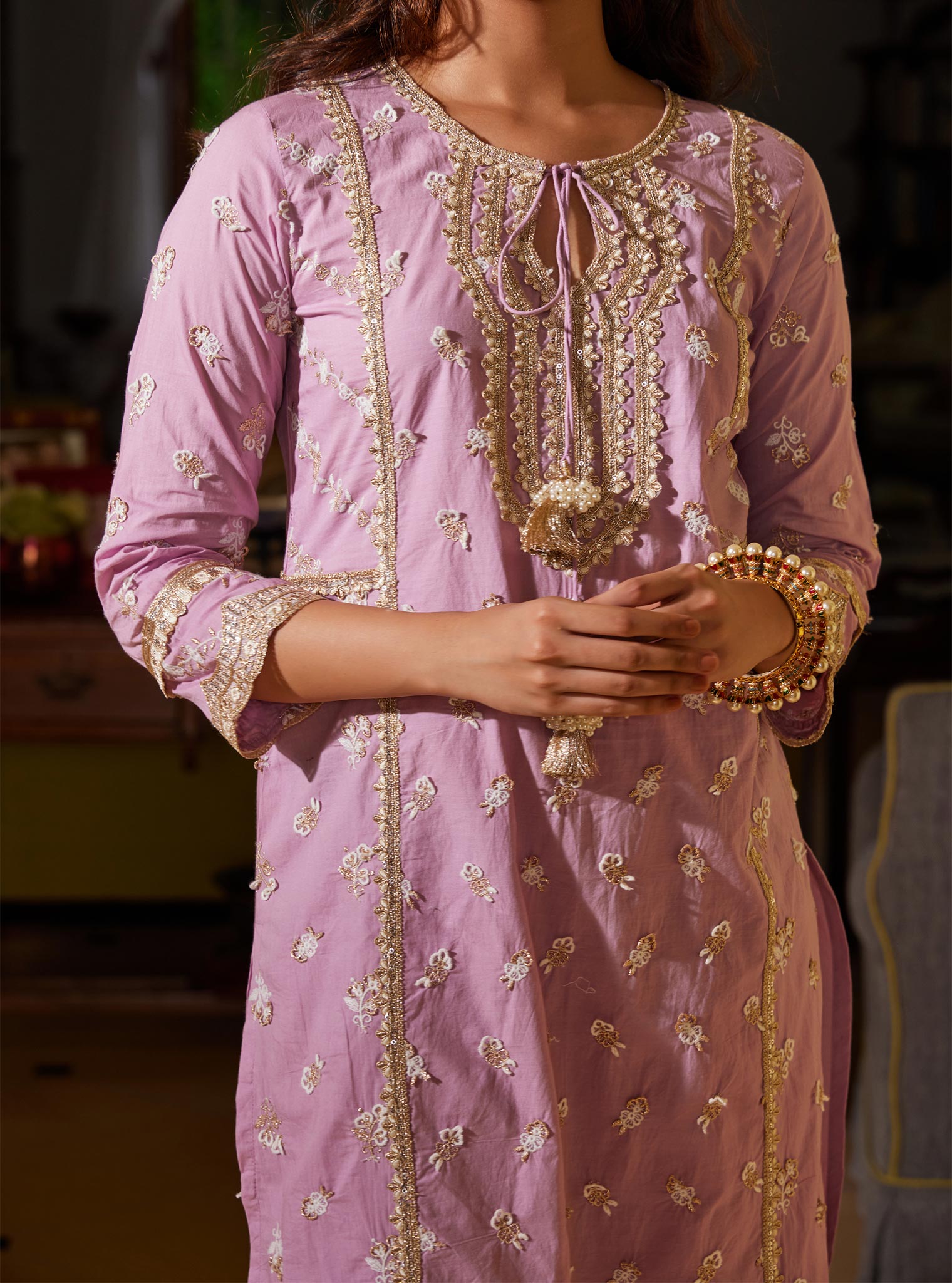 Adah Supima Cotton Lilac Kurta Set