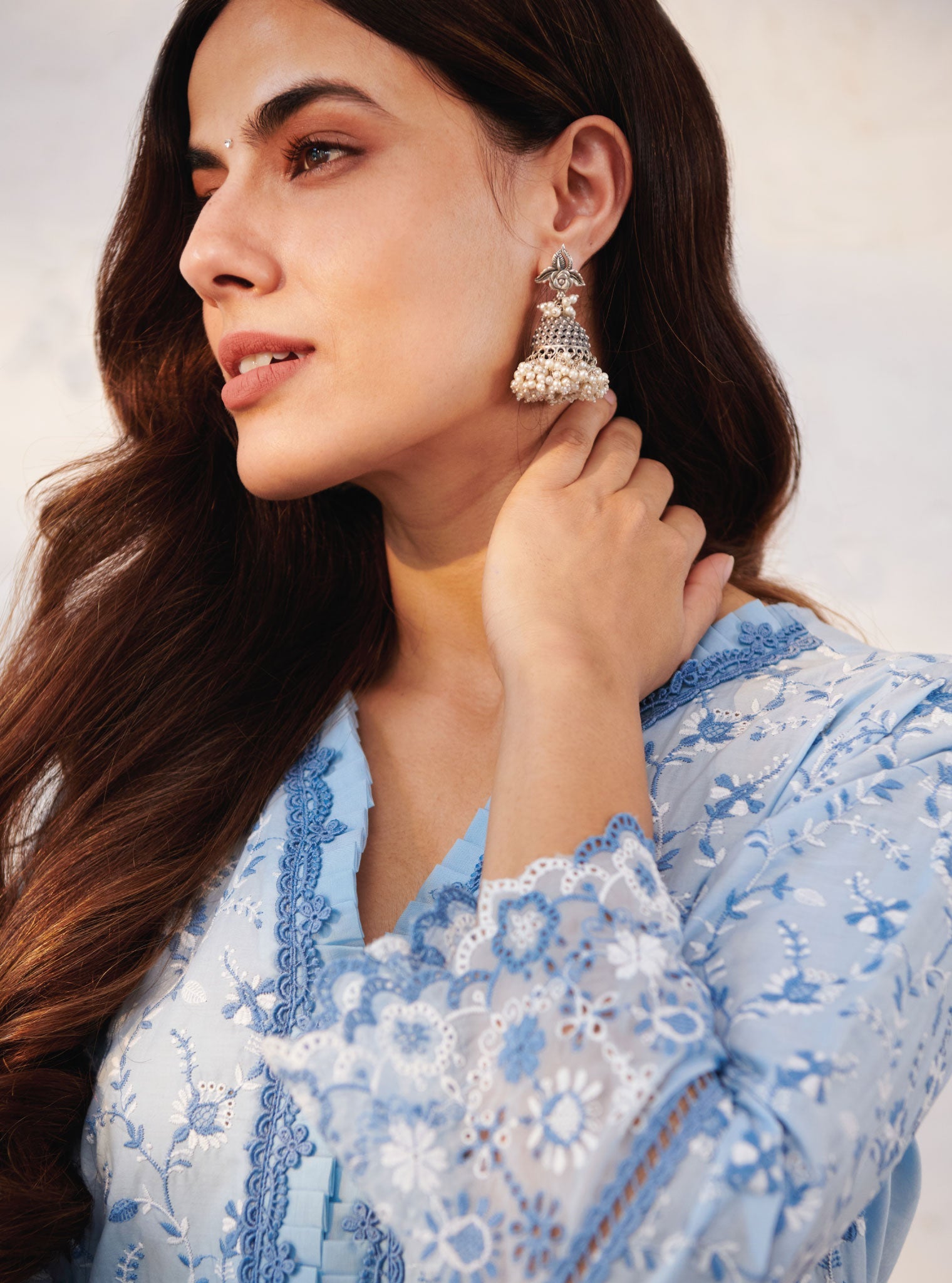 Trent Supima Cotton Blue Kurta Set