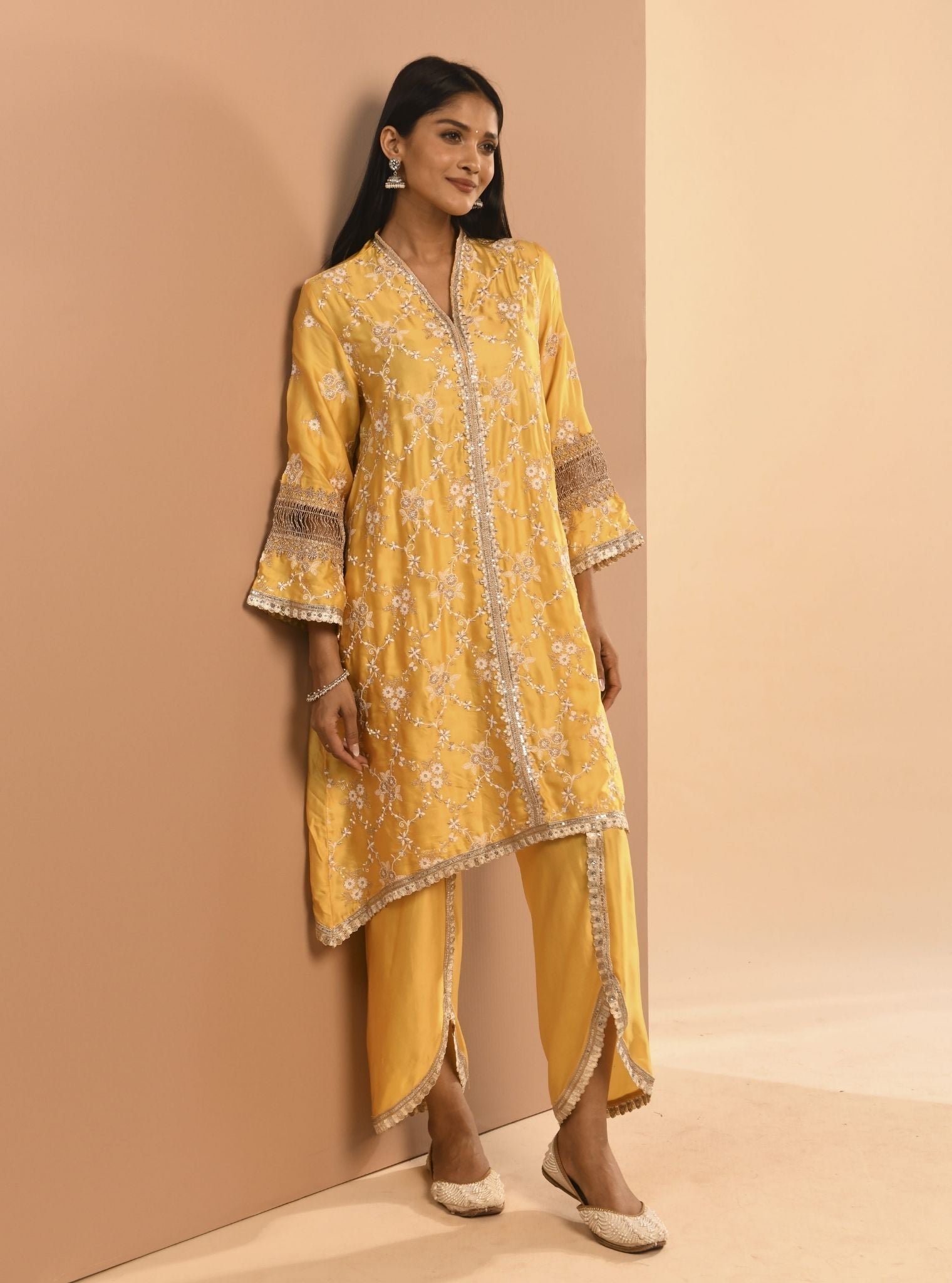 Dvija Cupro Yellow Kurta Set