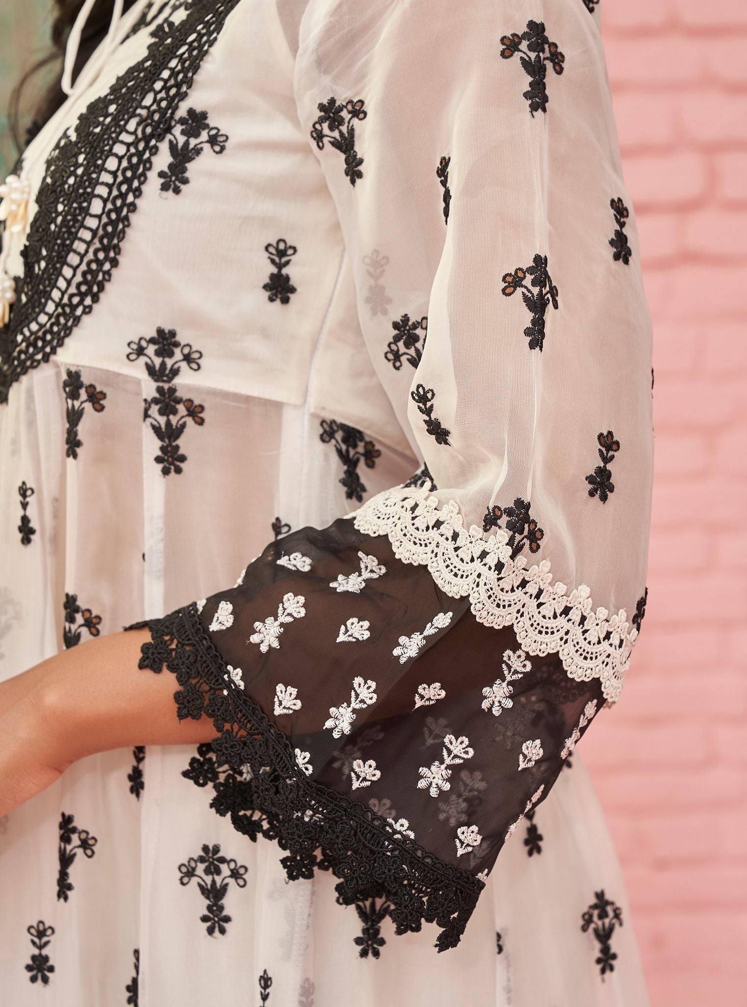 Sybil Organza Off White Anarkali Kurta Set