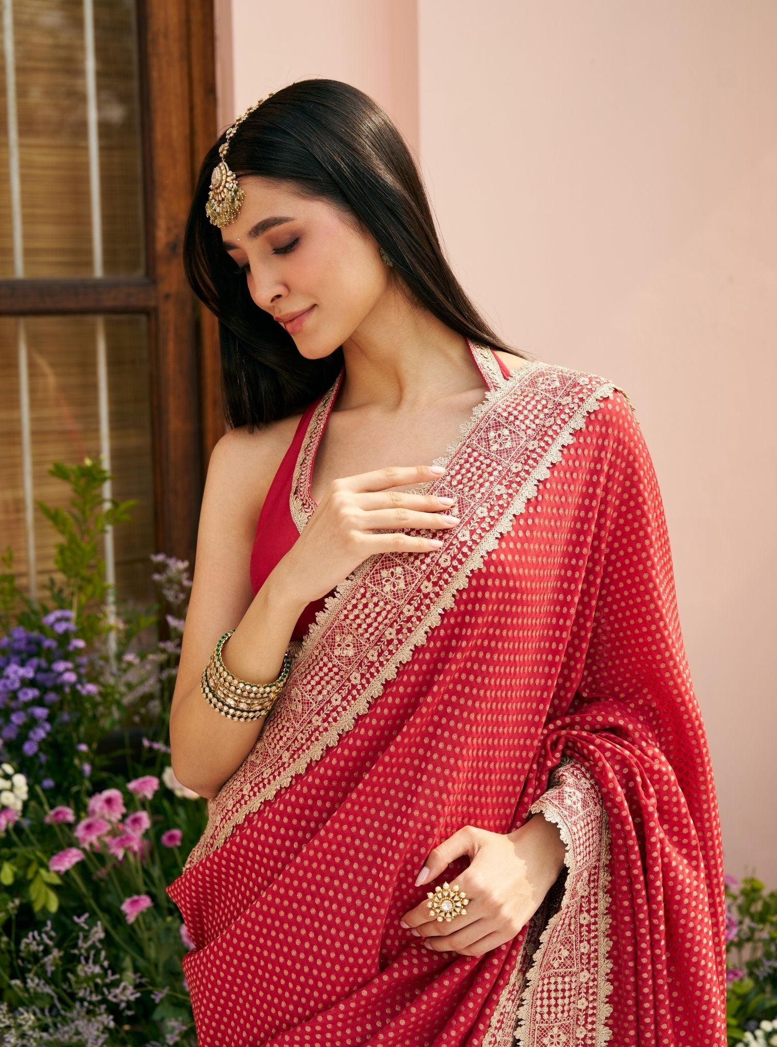 Pankhuri Banarasi Red Saree