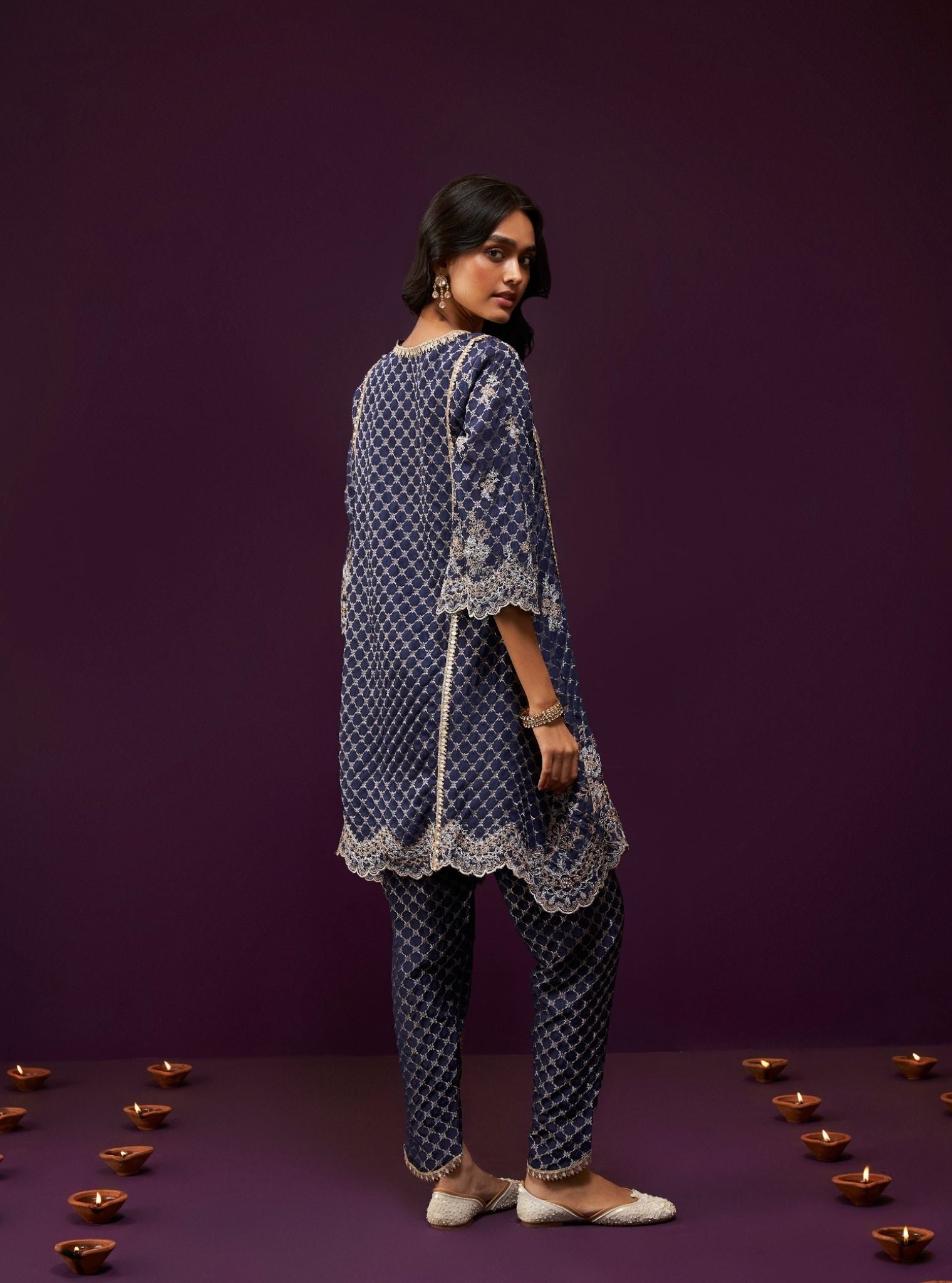 Giacinta Banarsi Navy Kurta Set