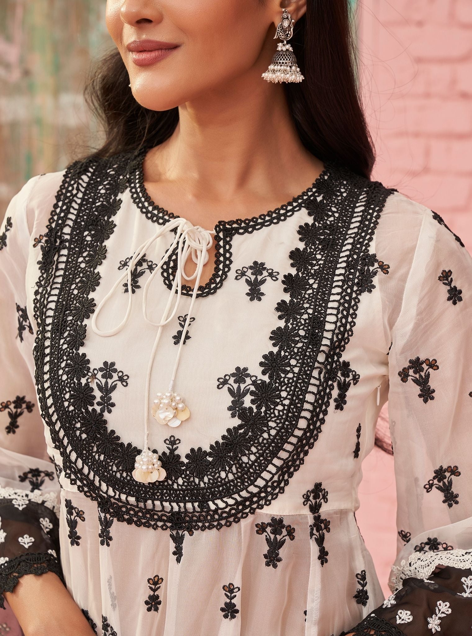 Sybil Organza Off White Anarkali Kurta Set