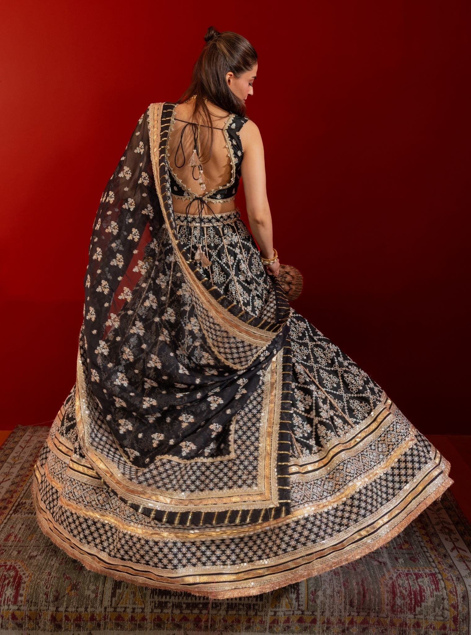 Anton Bemberg Silk Black Lehenga