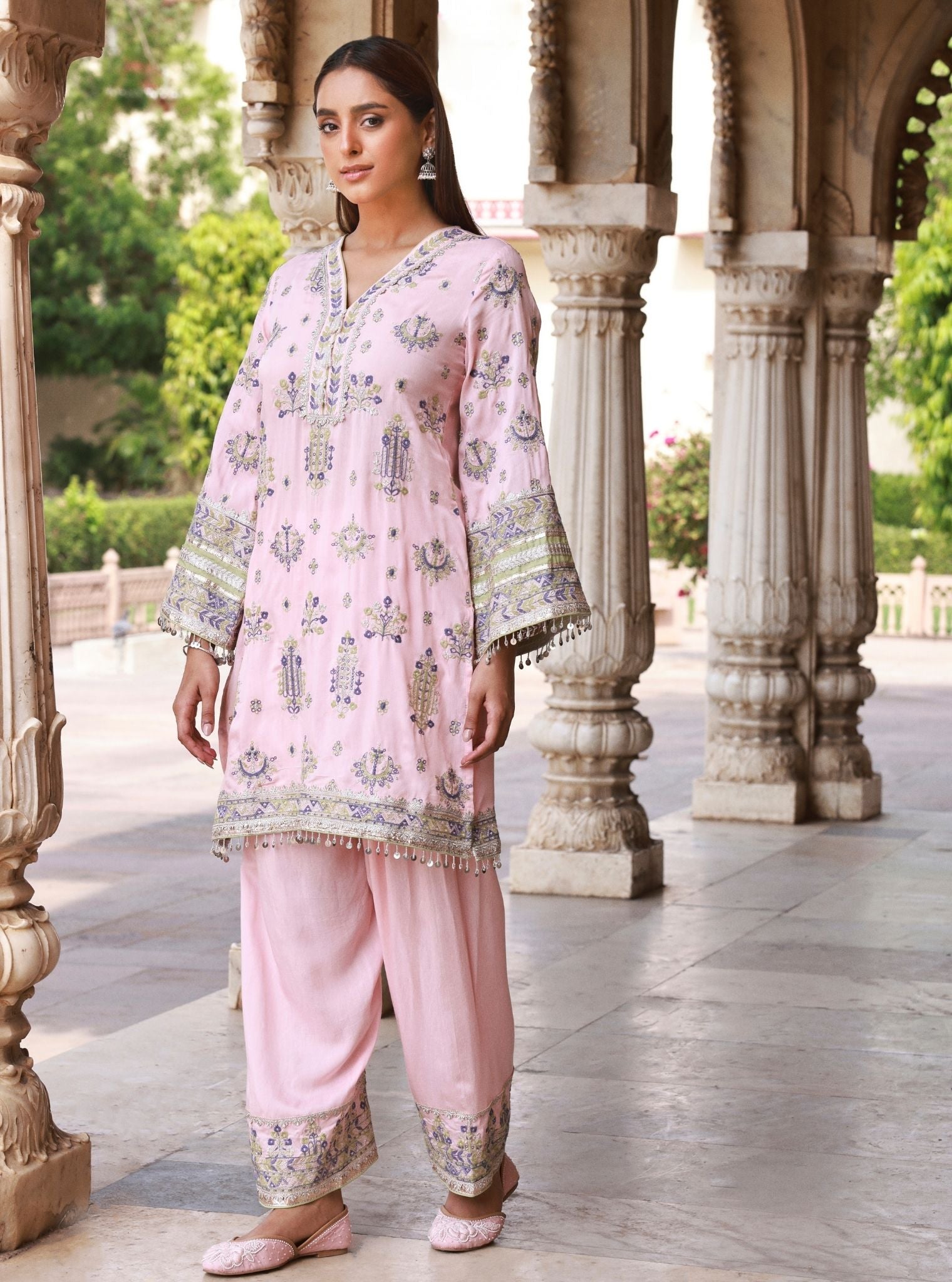 Noreya Lawn Pink Kurta With Farshi Salwar