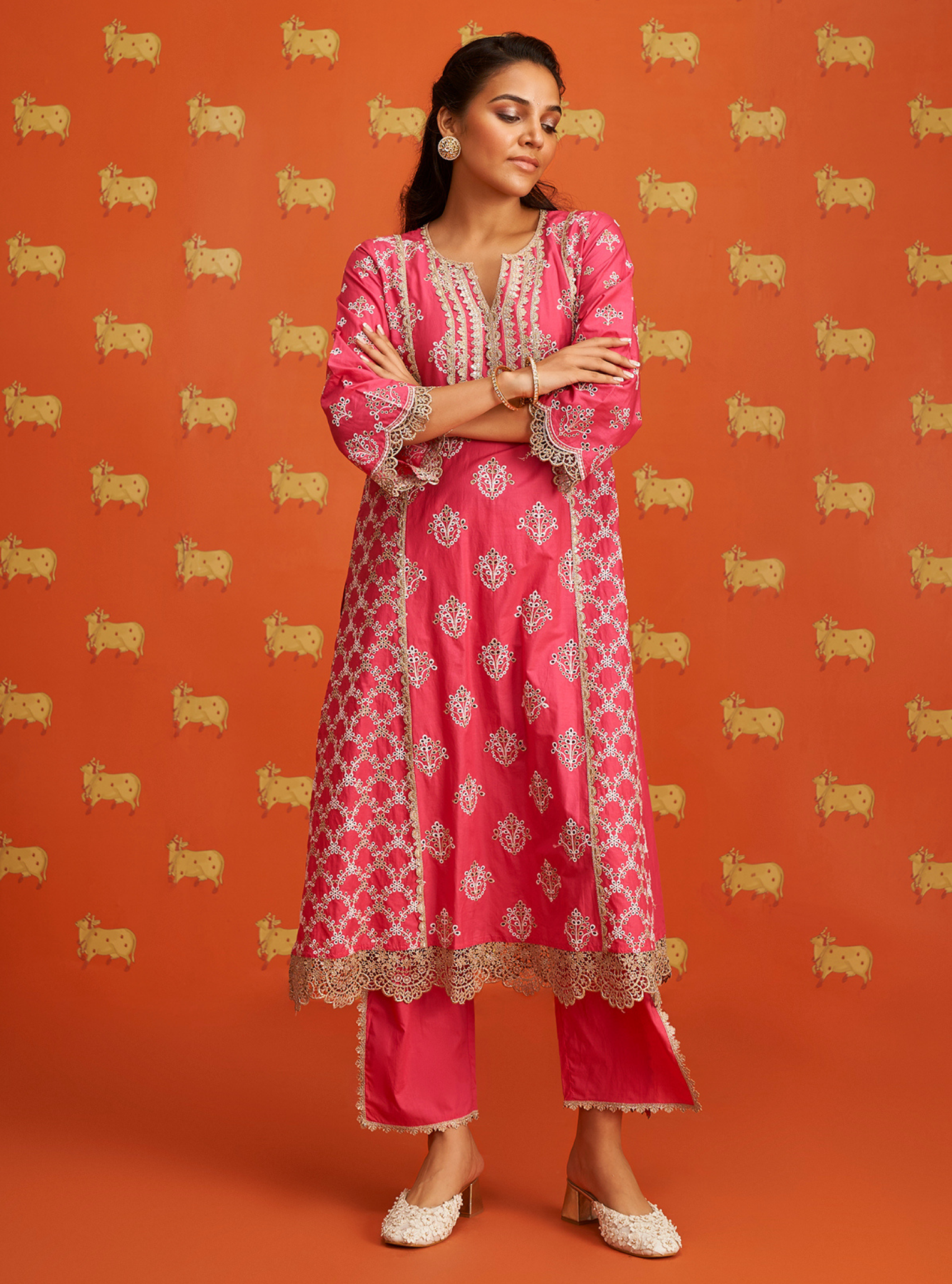 Itsara Supima Cotton Fuschia Kurta Set