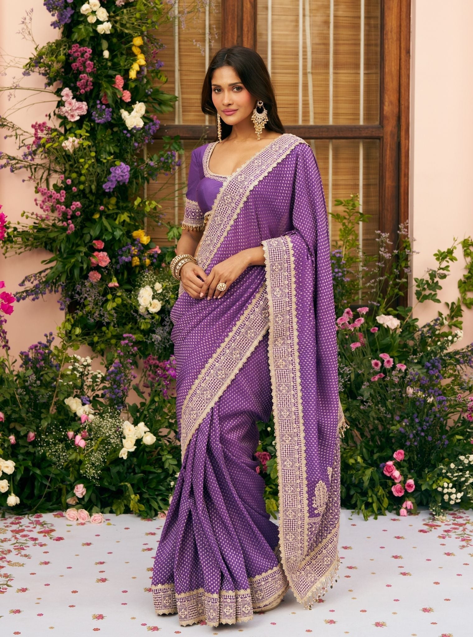 Pankhuri Banarasi Purple Saree