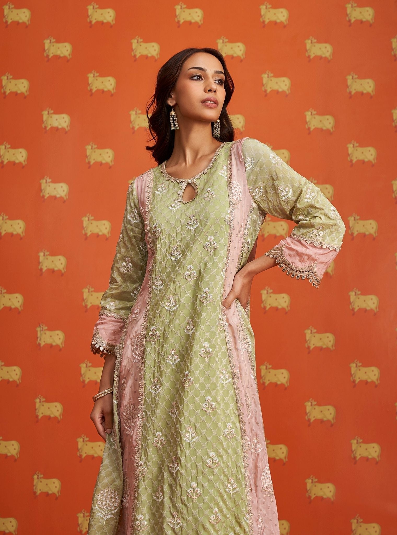 Kairee Banarsi Green Kurta Set