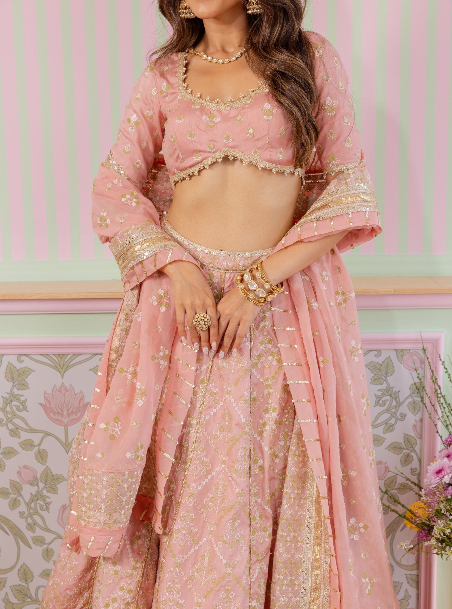 Anton Bemberg Silk Pink Lehenga