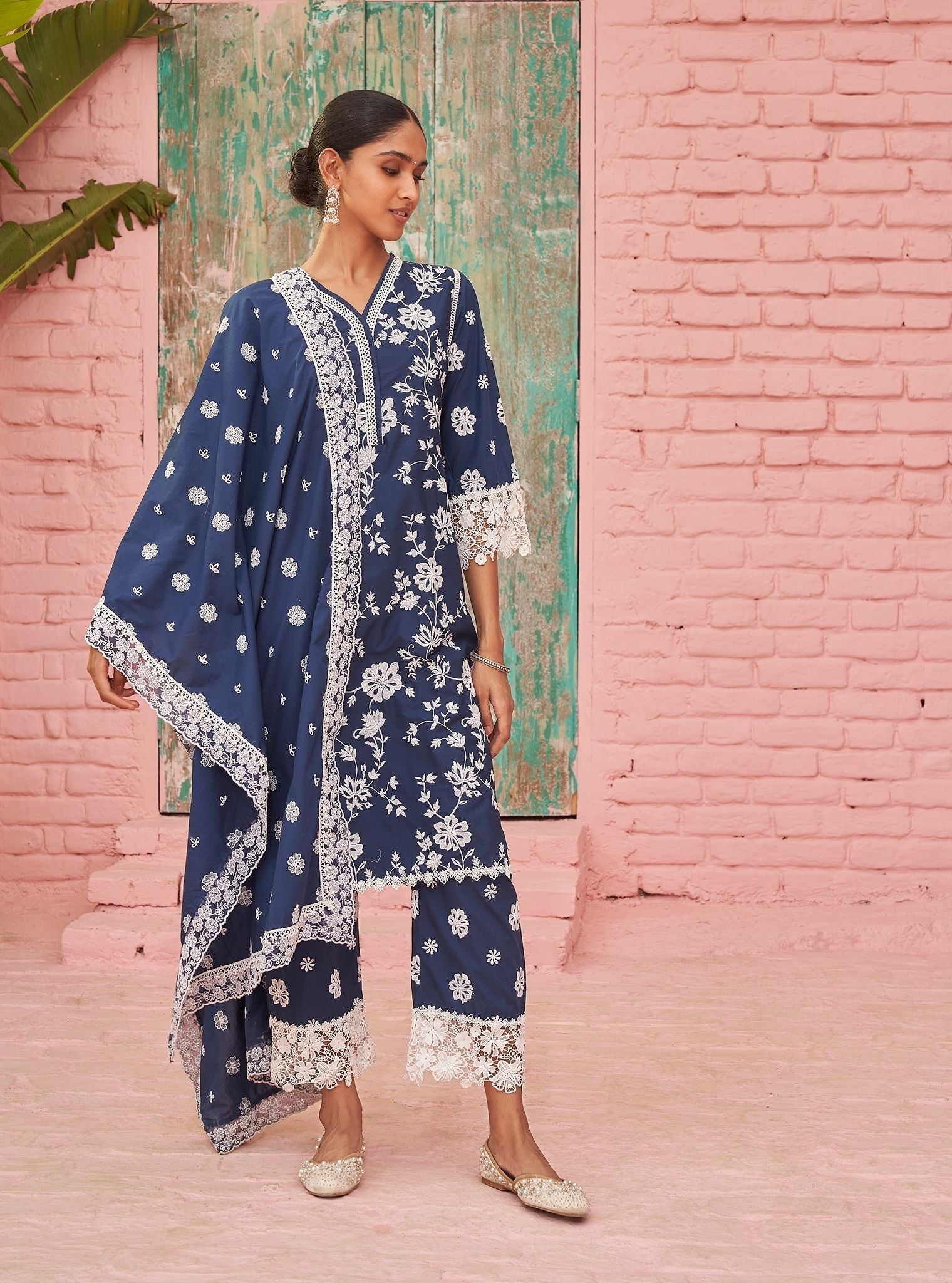 Roli Supima Cotton Navy Kurta Set