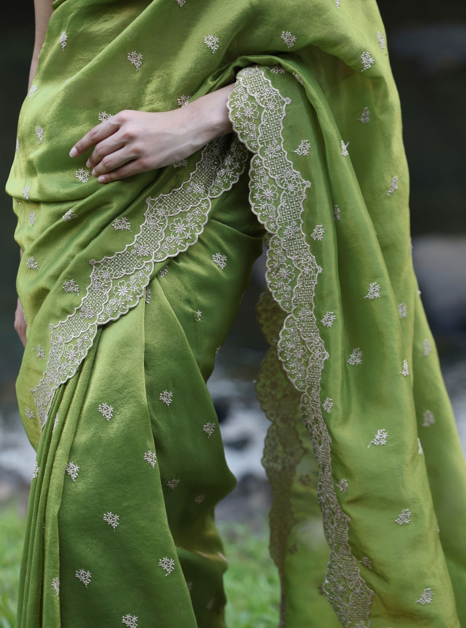 Mubarak Lurex Organza Parrot Saree