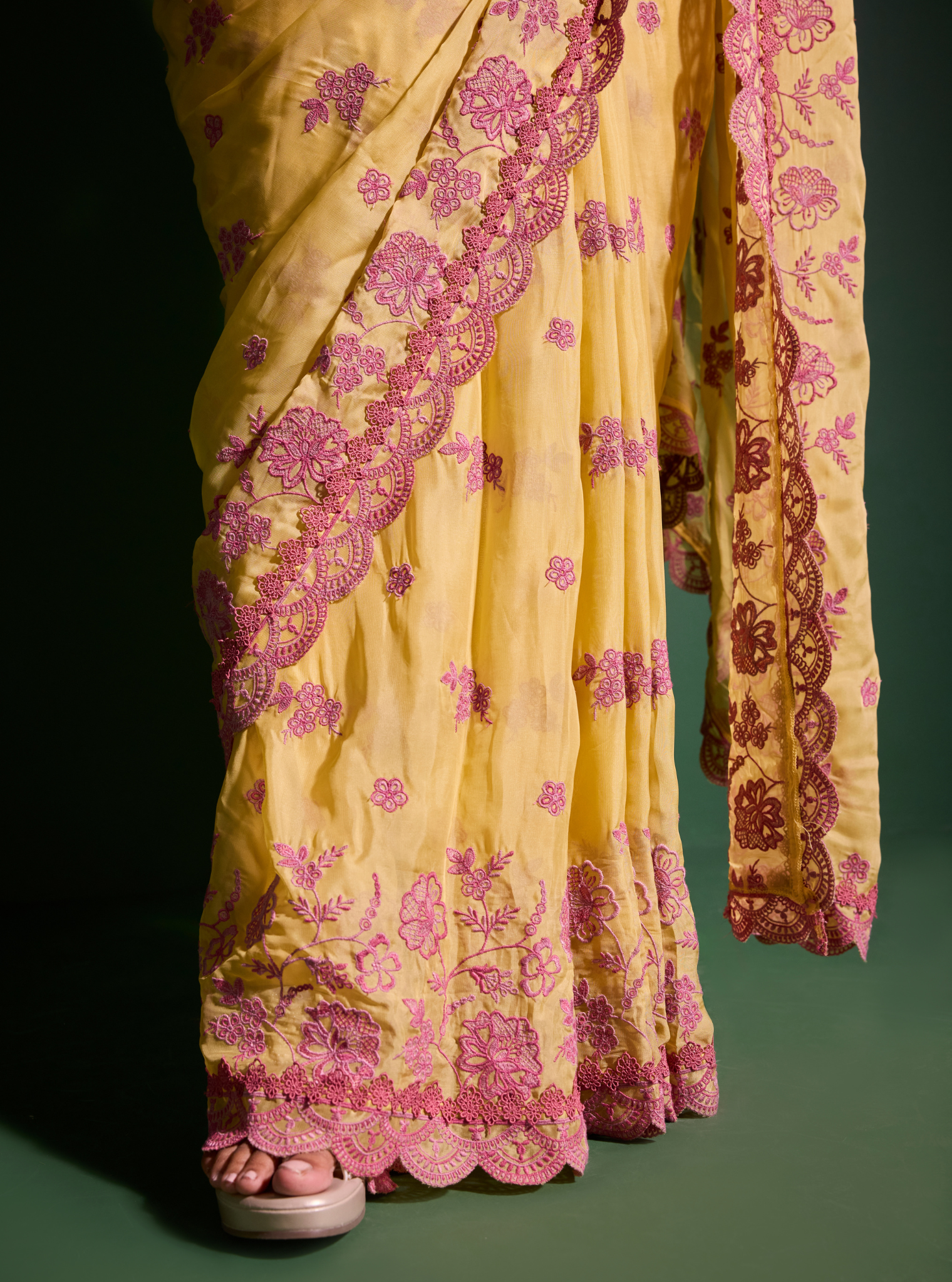 Chia Organza Yellow Saree