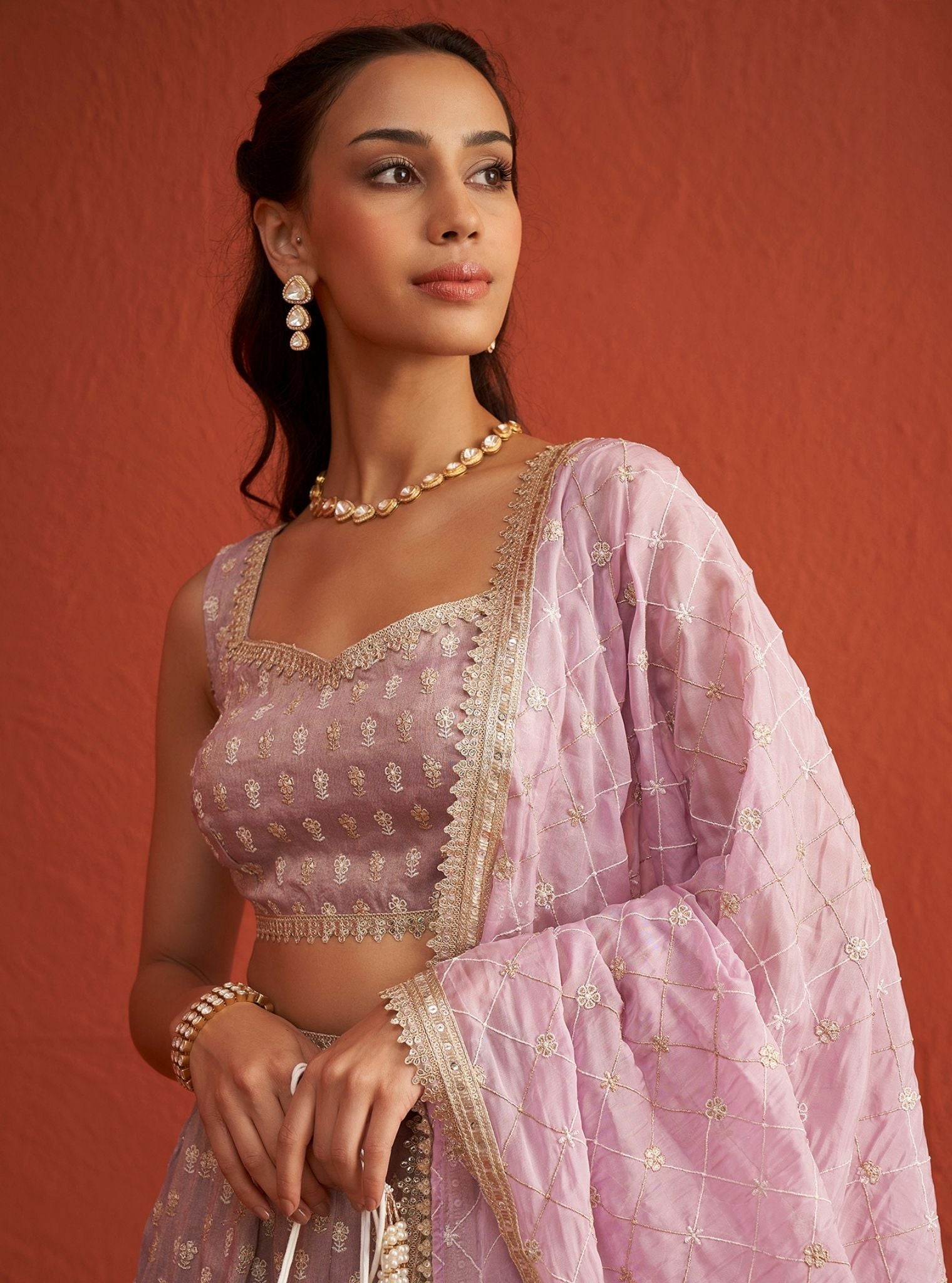Heeriye Luxe Tissue Lilac Lehenga