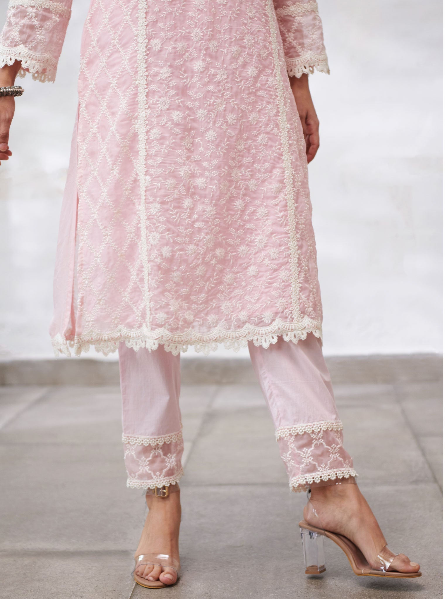 Sunderland Organza Pink Kurta Set