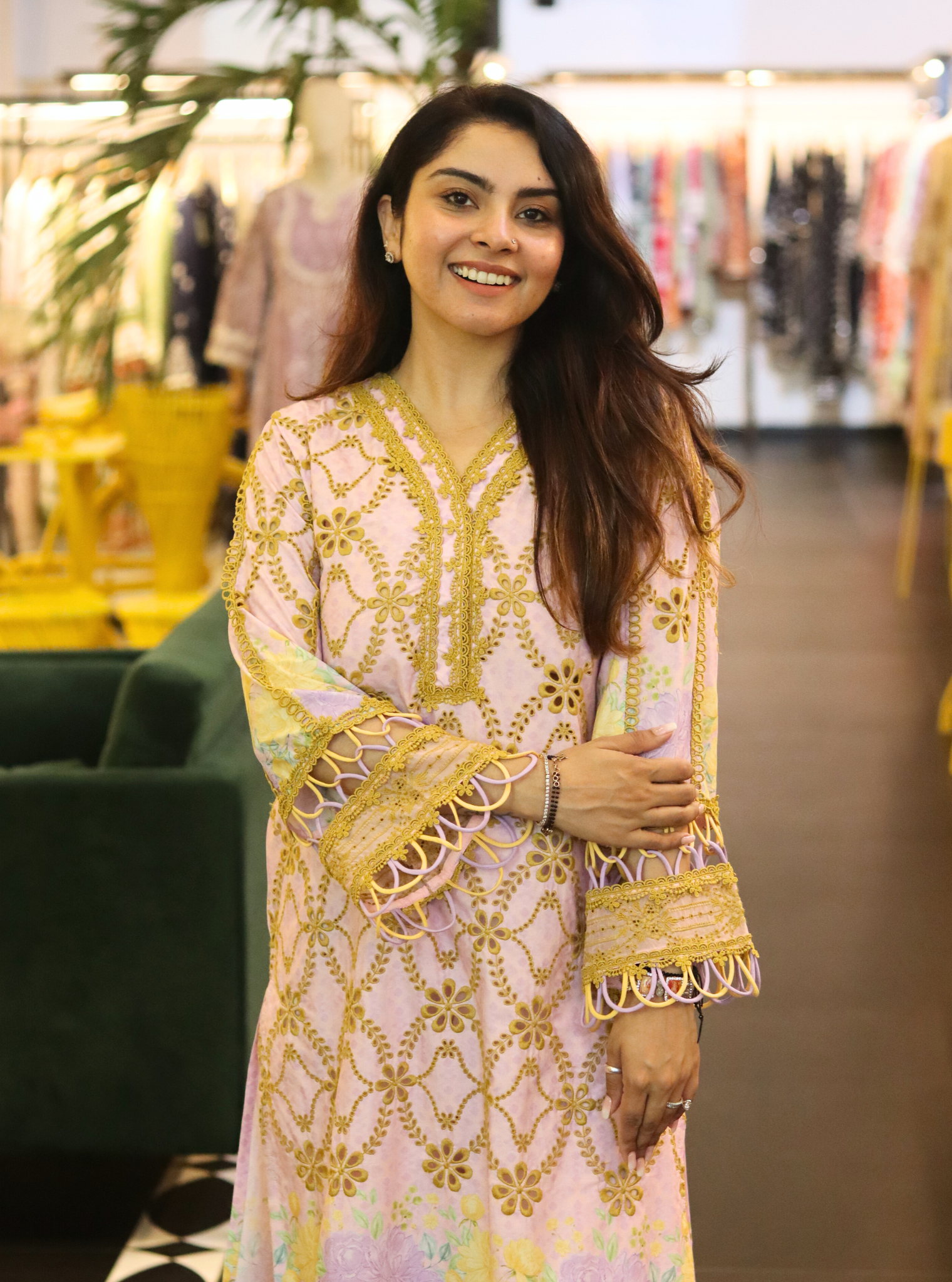 Poema Supima Cotton Printed Pink Kurta Set