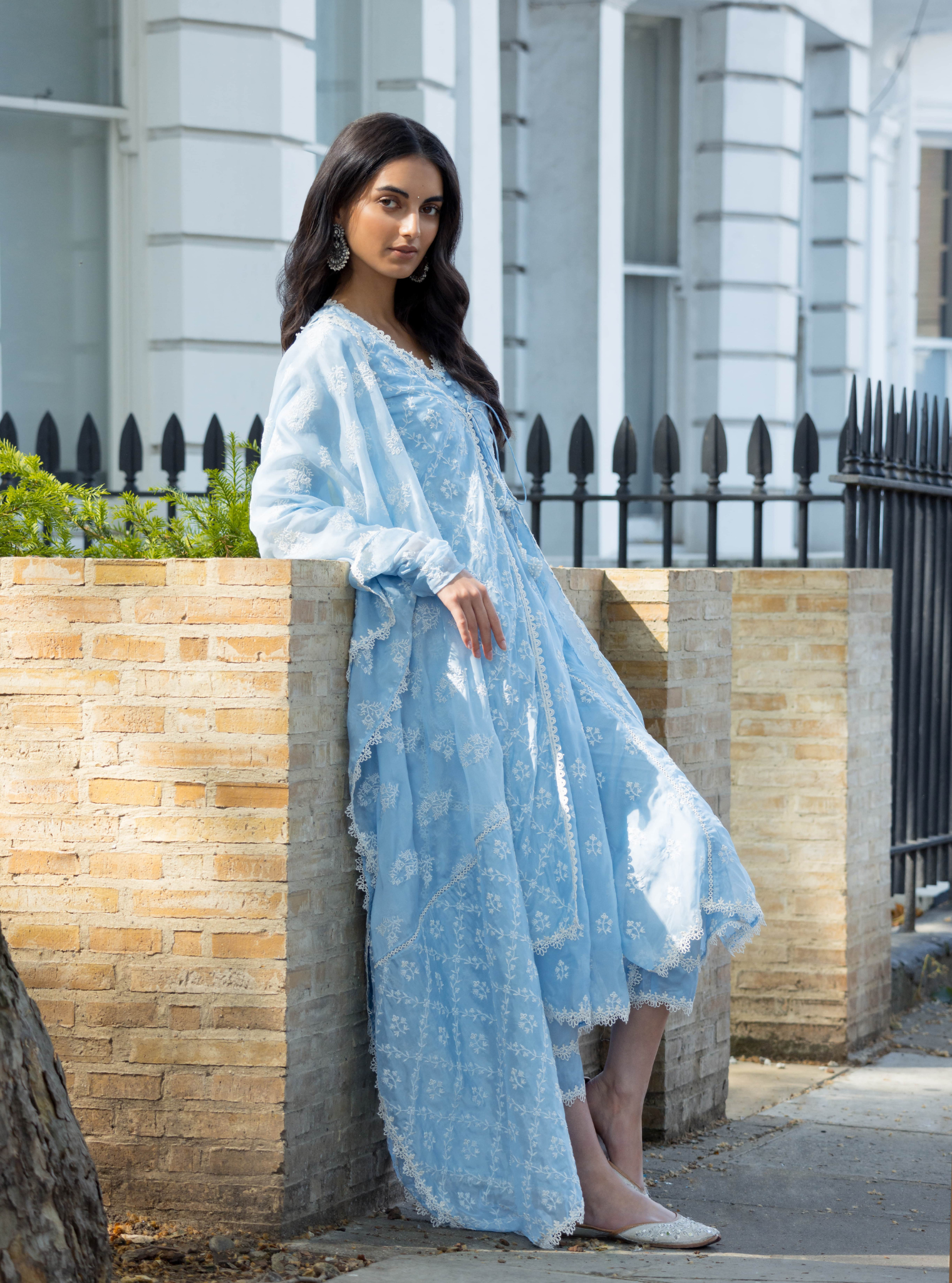 Essex Organza Blue Anarkali Kurta Set