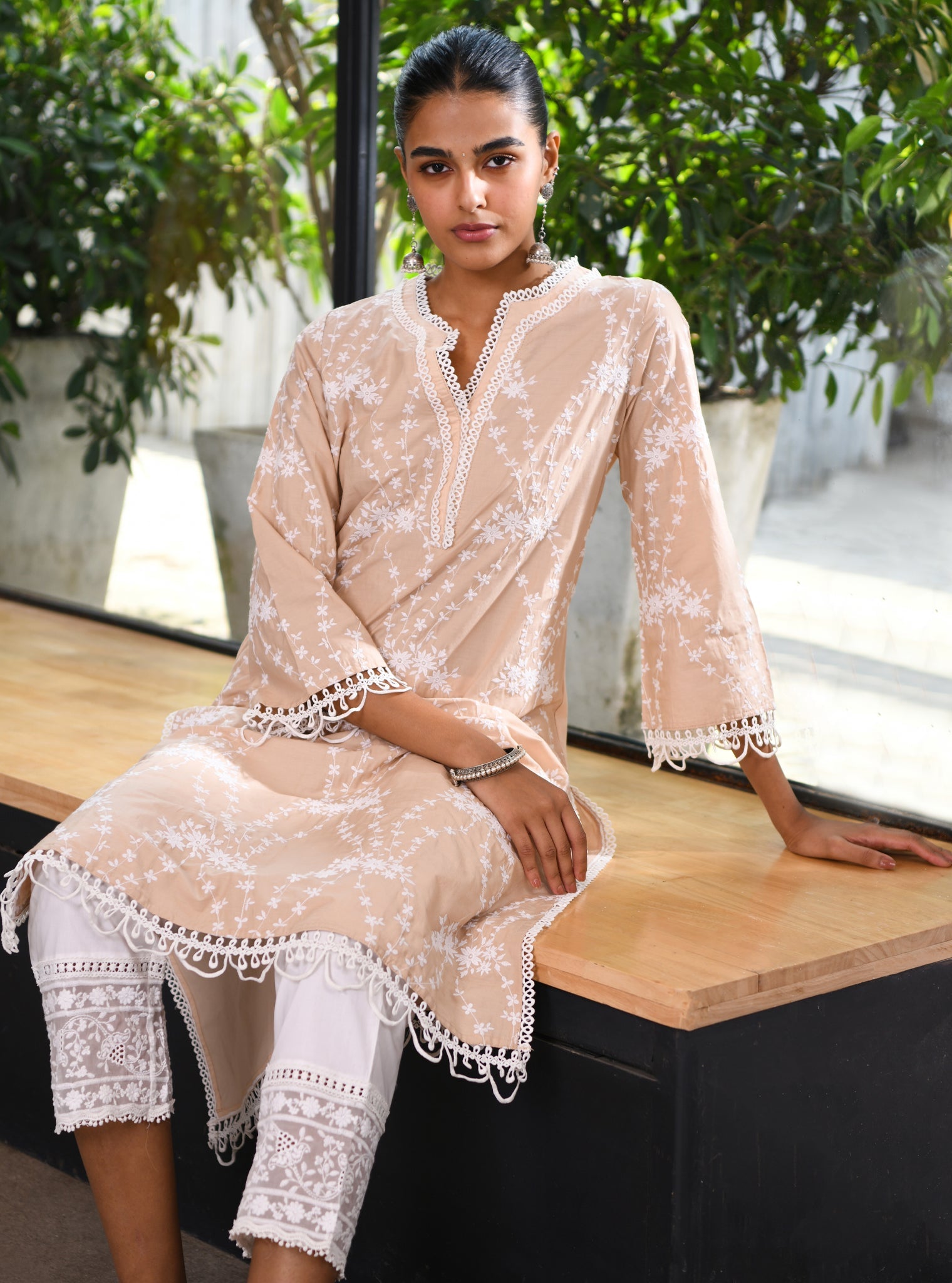 Arki Supima Cotton Beige Kurta Set