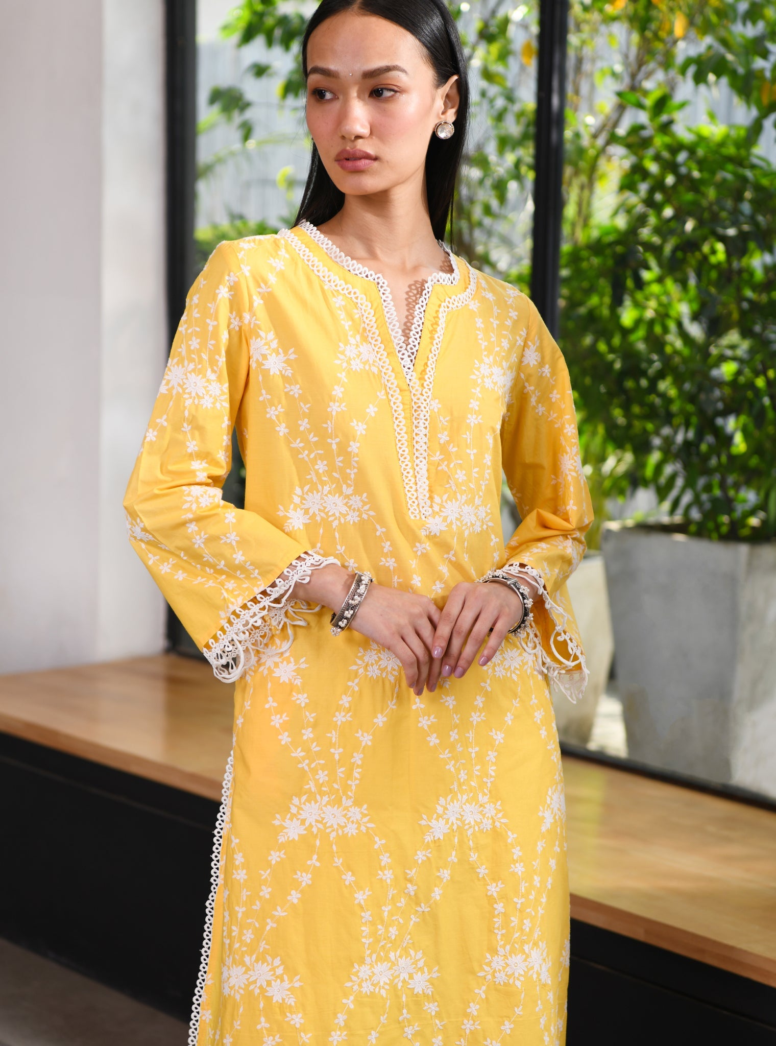 Arki Supima Cotton Yellow Kurta Set