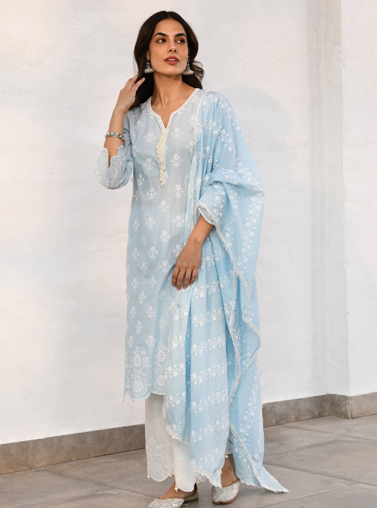 Arpora Supima Cotton Blue Kurta Set