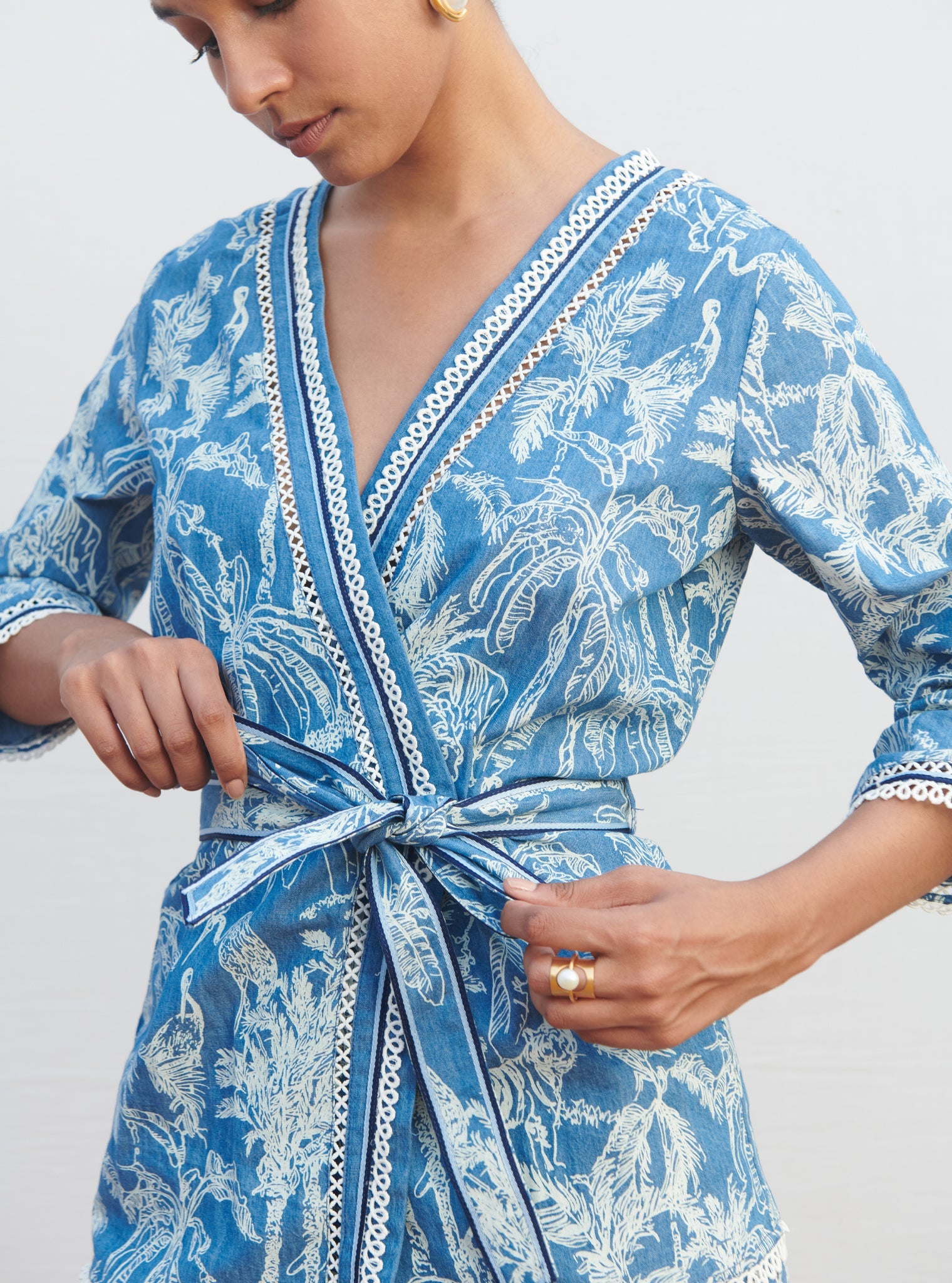 Attina Denim Dark Blue Kaftan Set