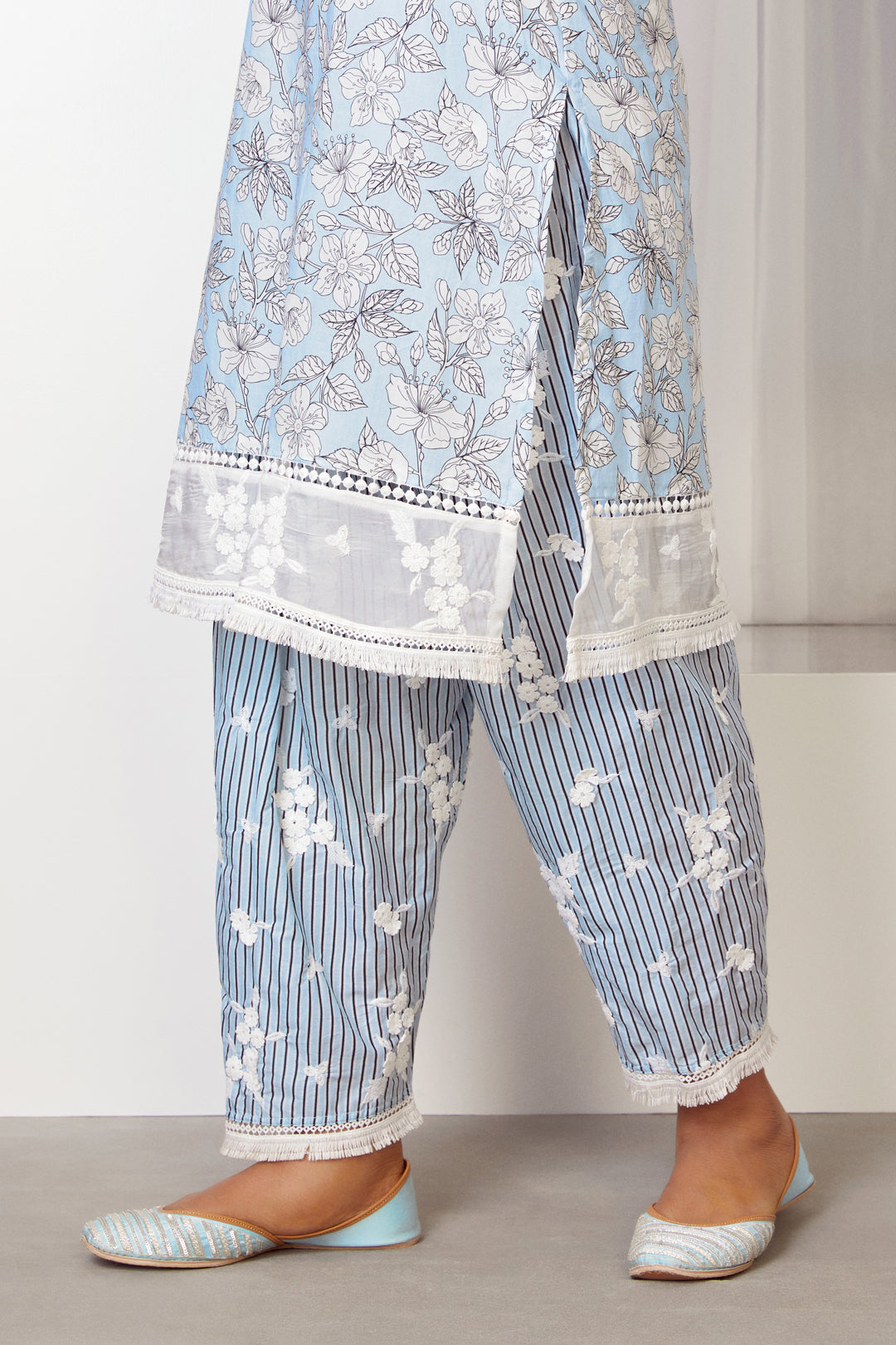 Abbey Supima Cotton Light Blue Kurta Set
