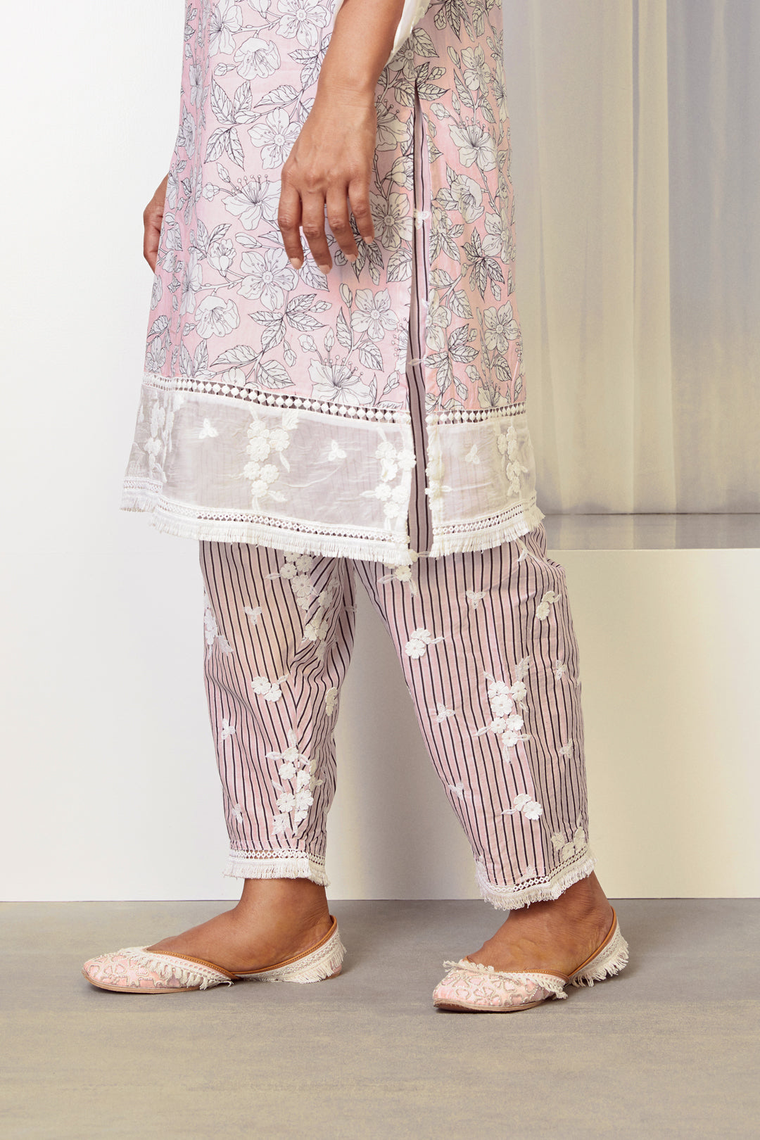 Mulmul Supima Cotton Abbey Pink Salwar