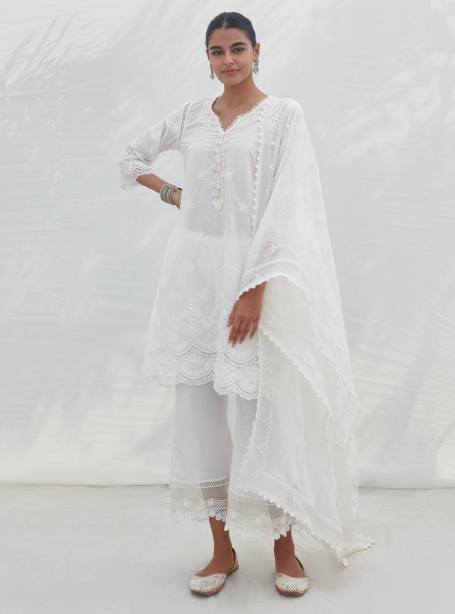 Acoi Supima Cotton White Kurta Set