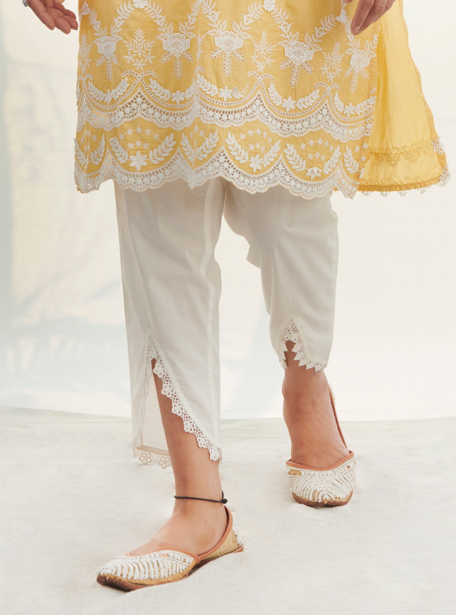 Mulmul Supima Cotton Savri White Pant