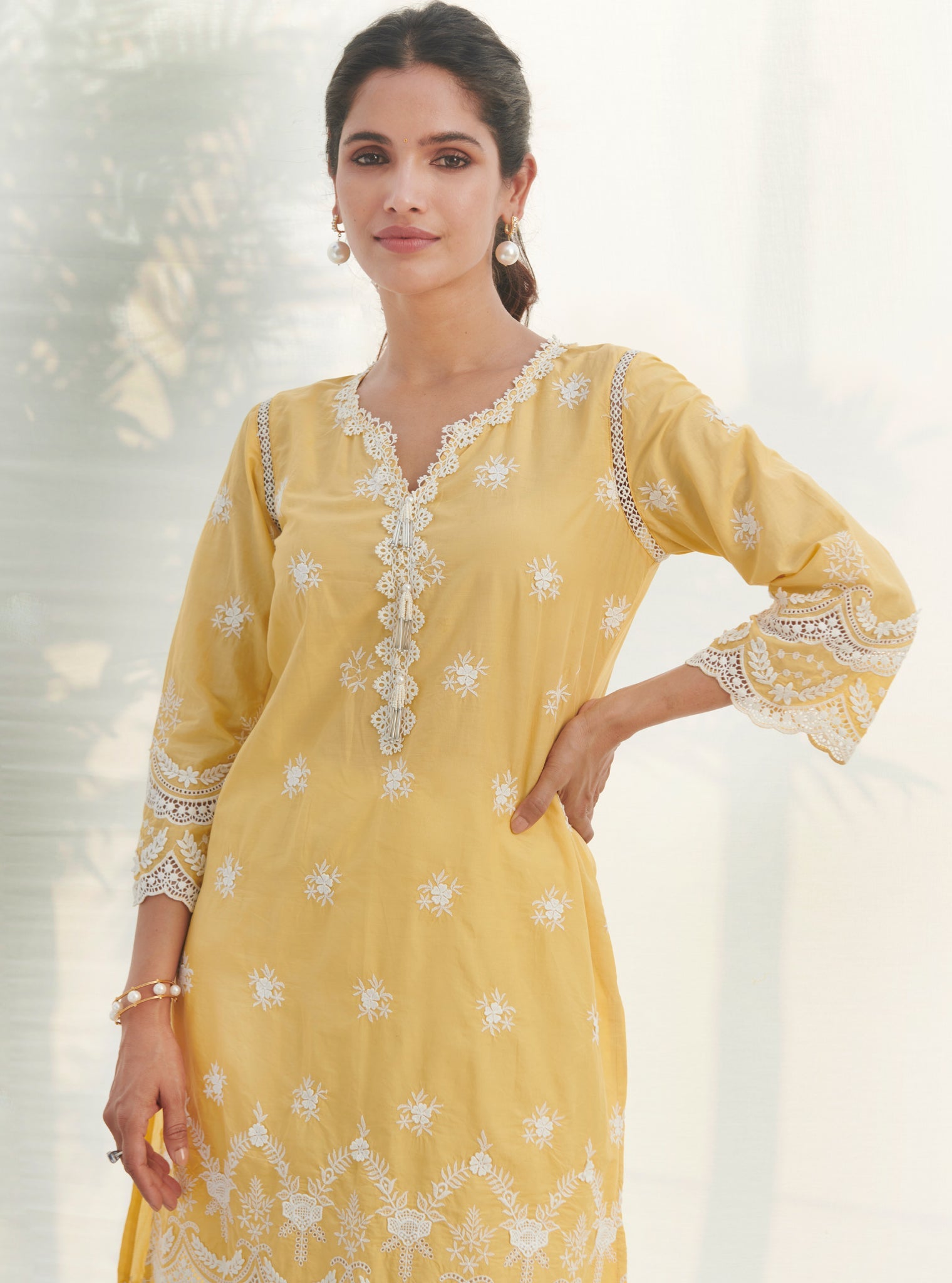 Mulmul Supima Cotton Acoi Yellow kurta
