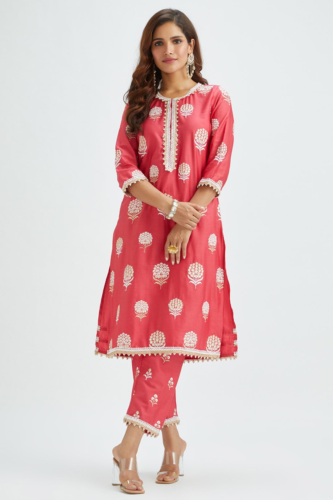 Amira Supima Satin Red Kurta Set