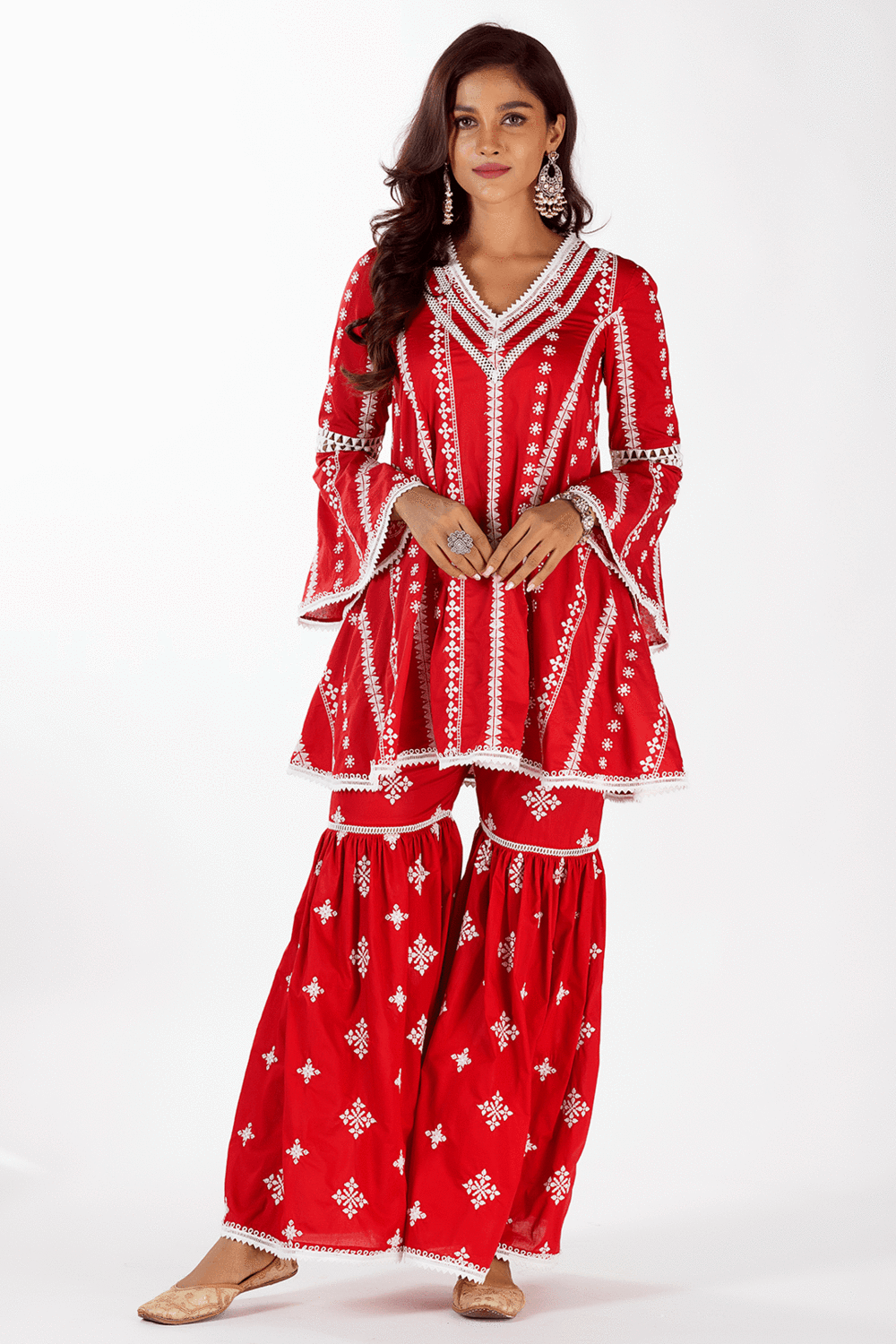 Mulmul Supima Cotton Arlo Red kurta