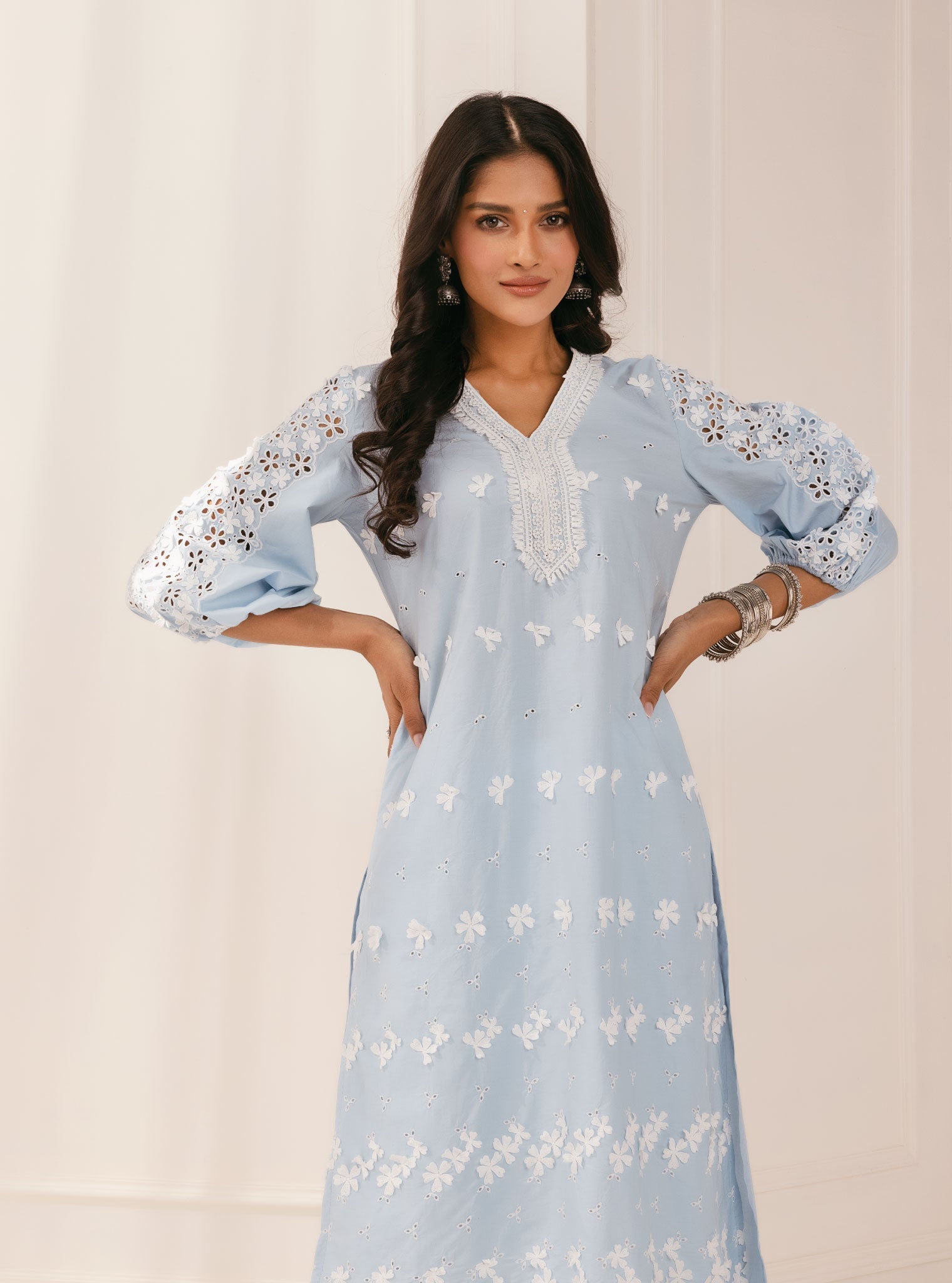 Asota Supima Cotton Blue Kurta Set