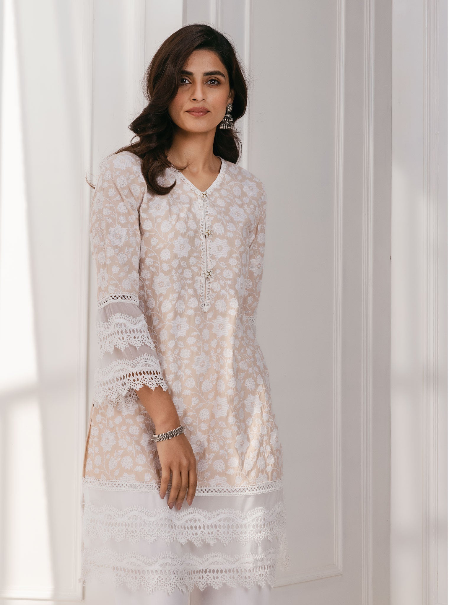 Mulmul Supima Cotton Barog Beige Kurta