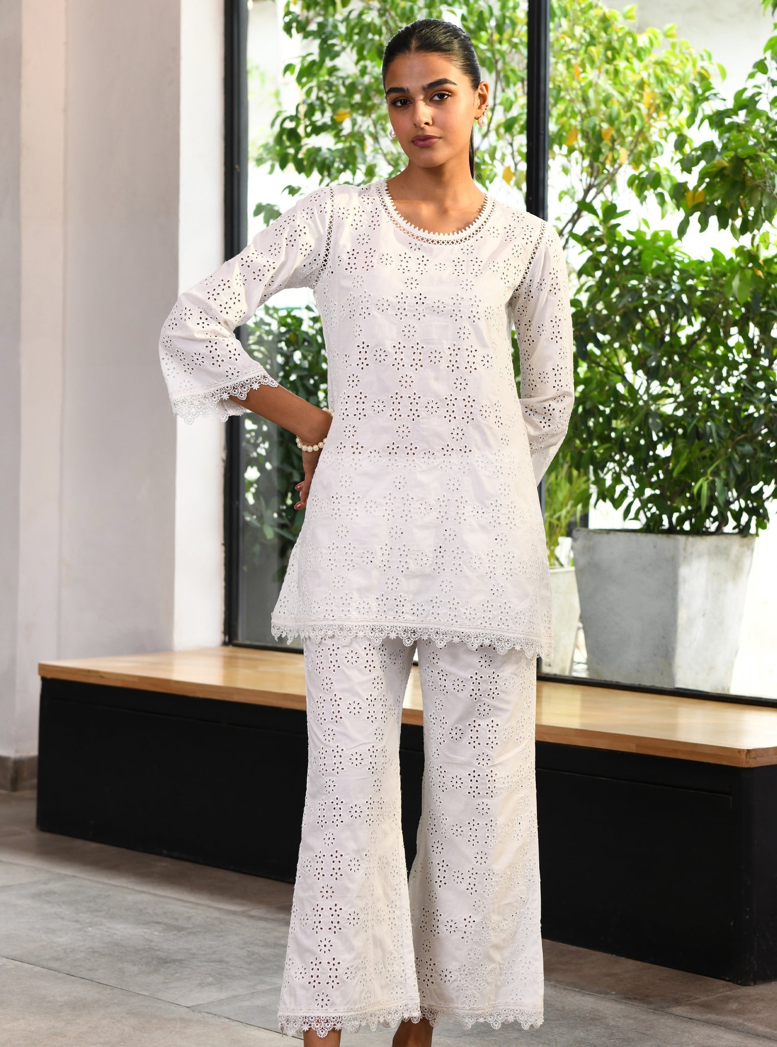 Beverly Supima Cotton White Co-ord Set