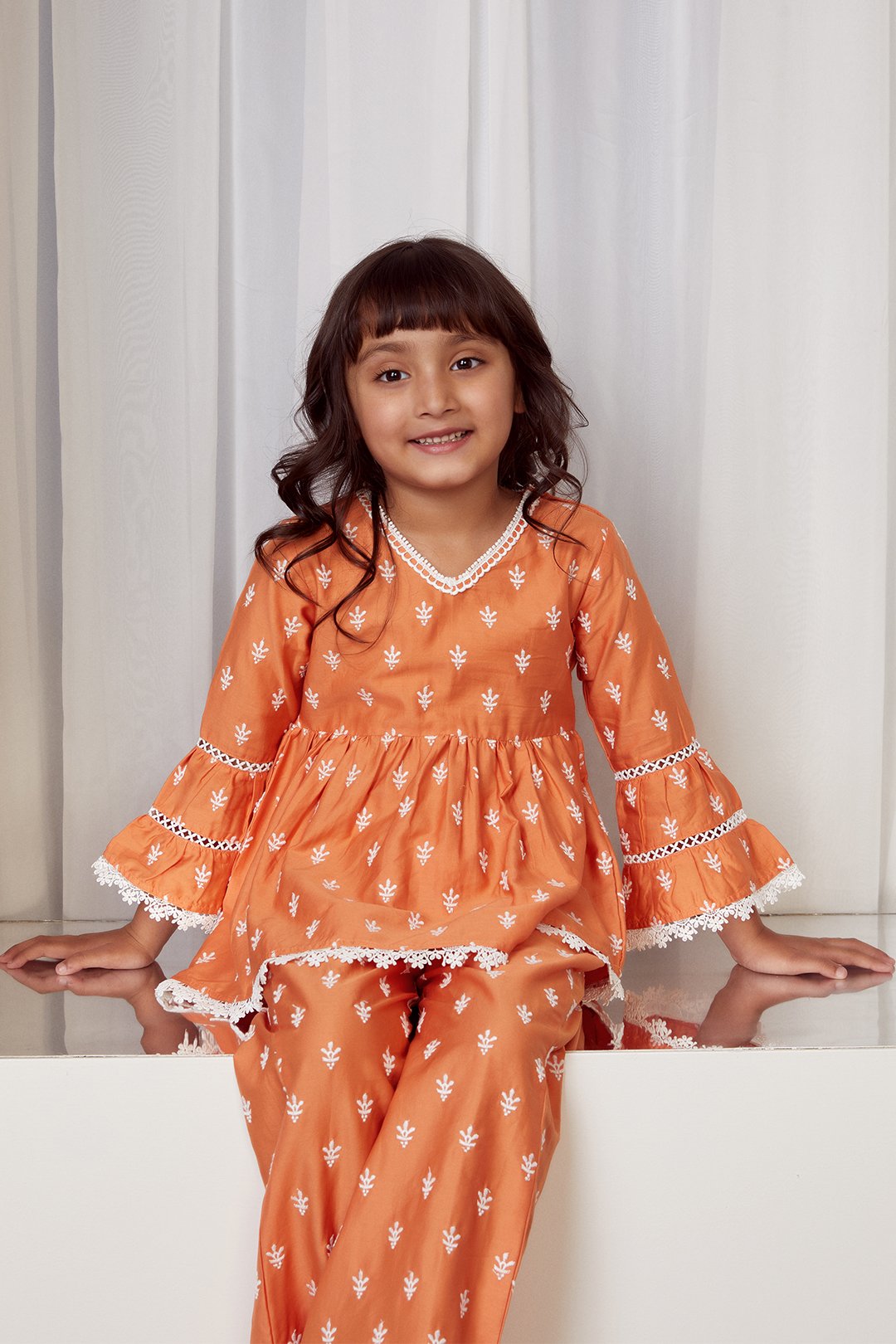 Bud Supima Cotton Orange Kurta Set