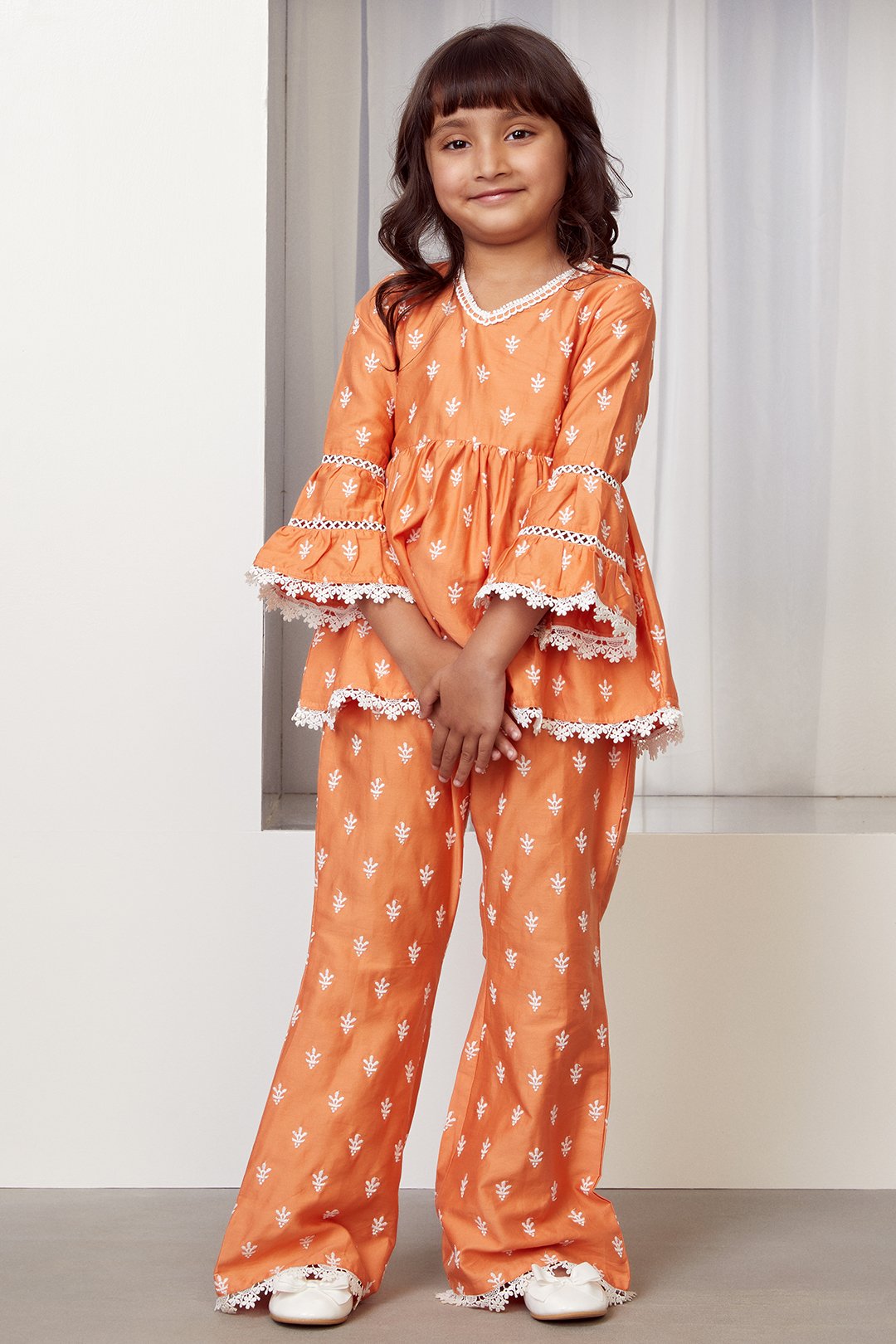 Bud Supima Cotton Orange Kurta Set