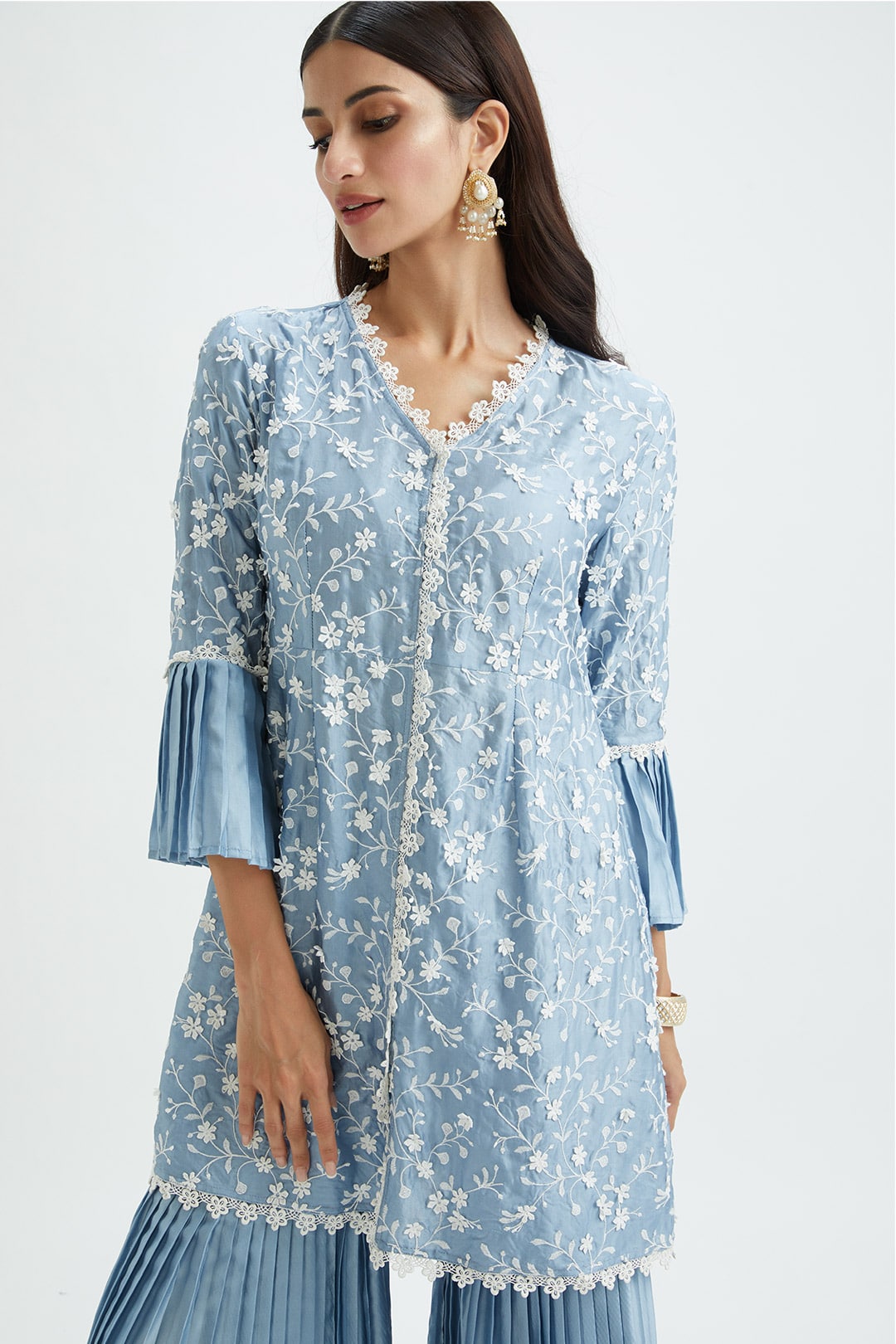 Cairo Cupro Silk Blue Garara Set