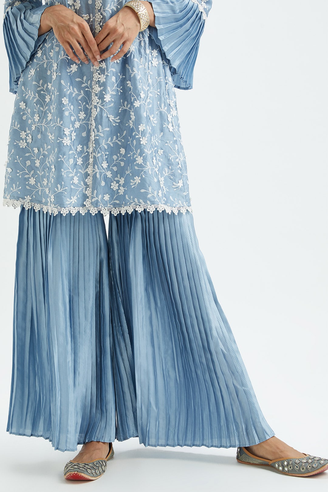 Cairo Cupro Silk Blue Garara Set