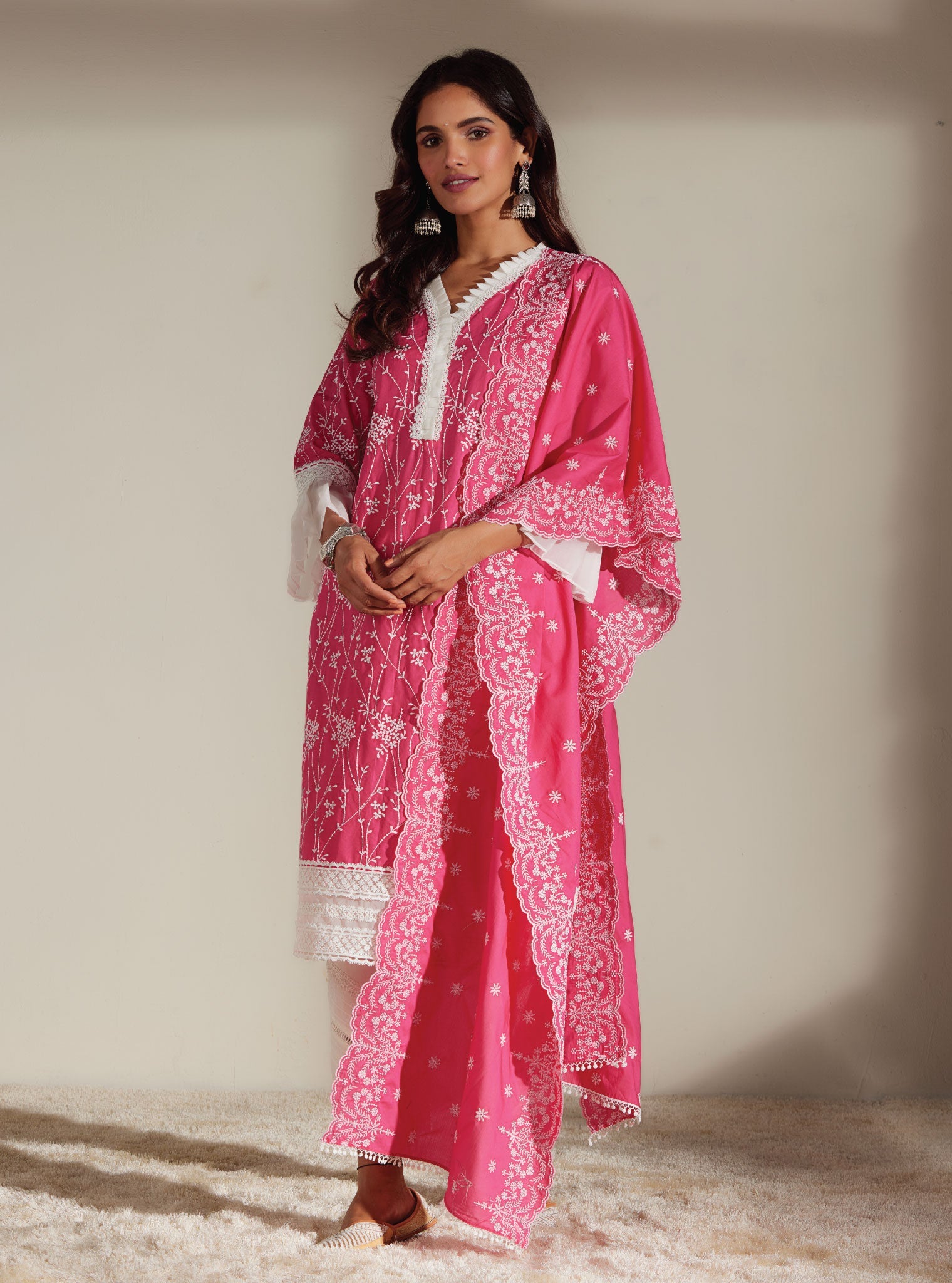 Carmen Supima Cotton Pink Kurta Set
