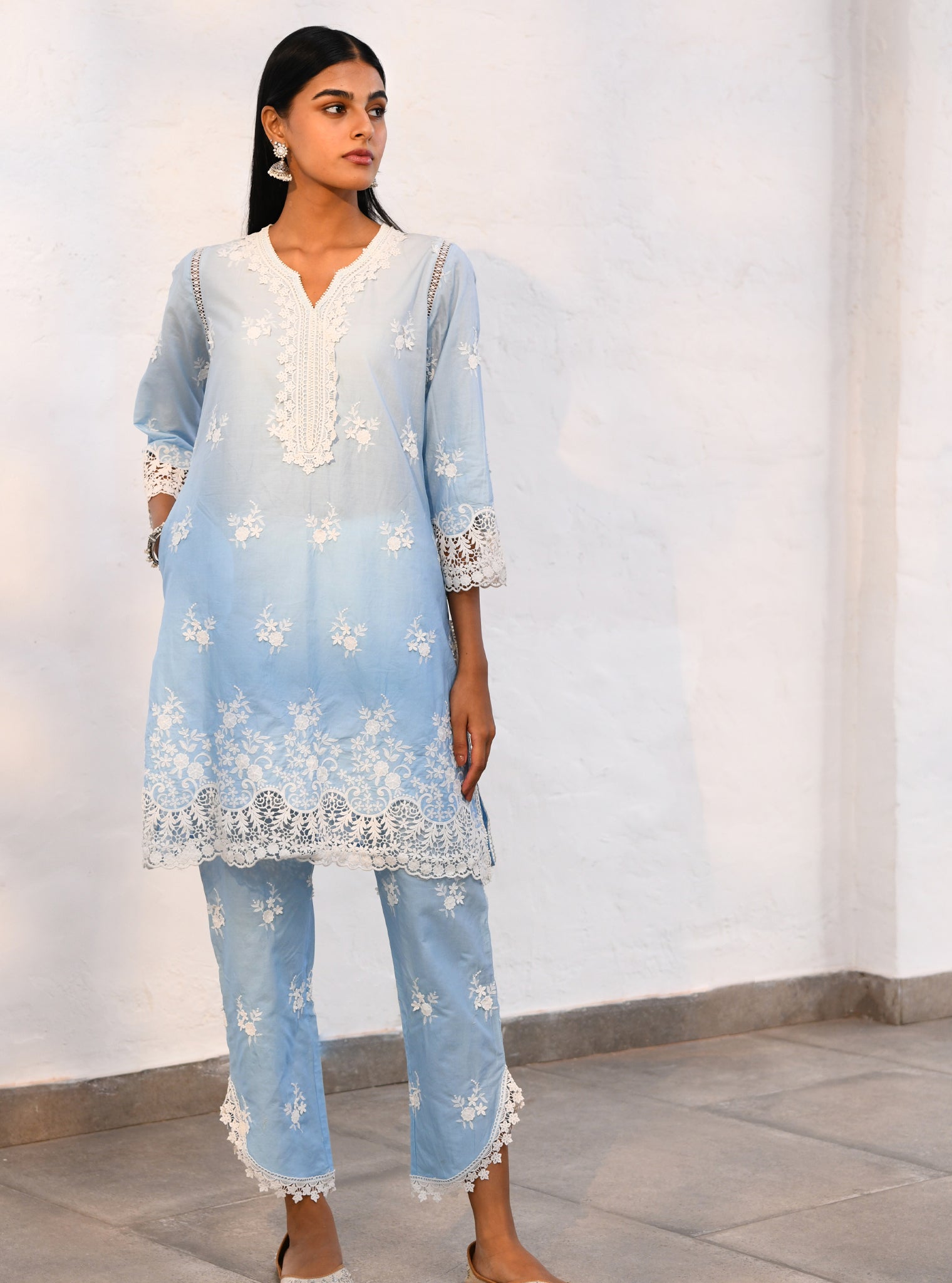 Chapoli Supima Cotton Blue Kurta Set