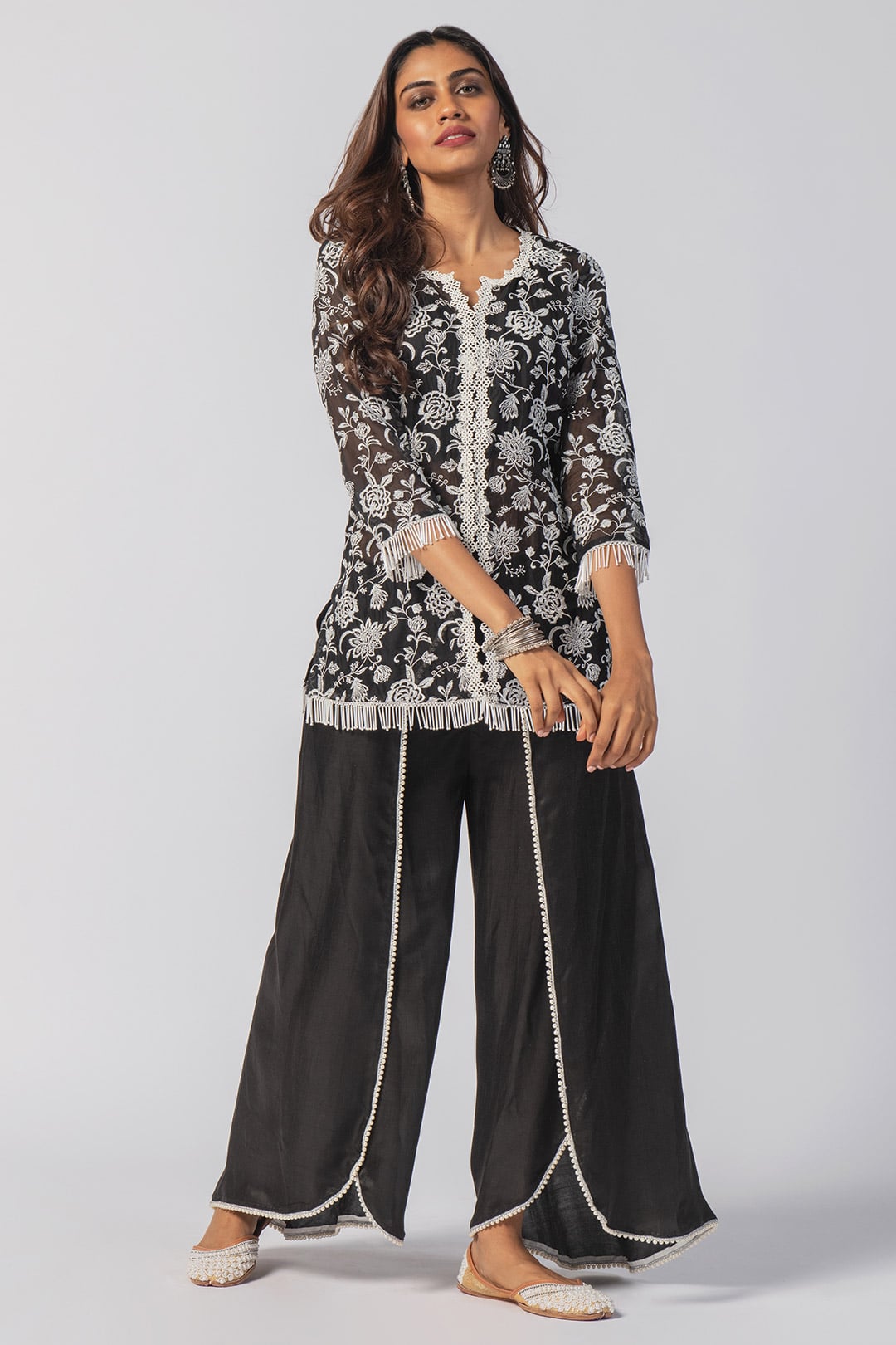Claire Tencel Luxe Organza Black Kurta Set