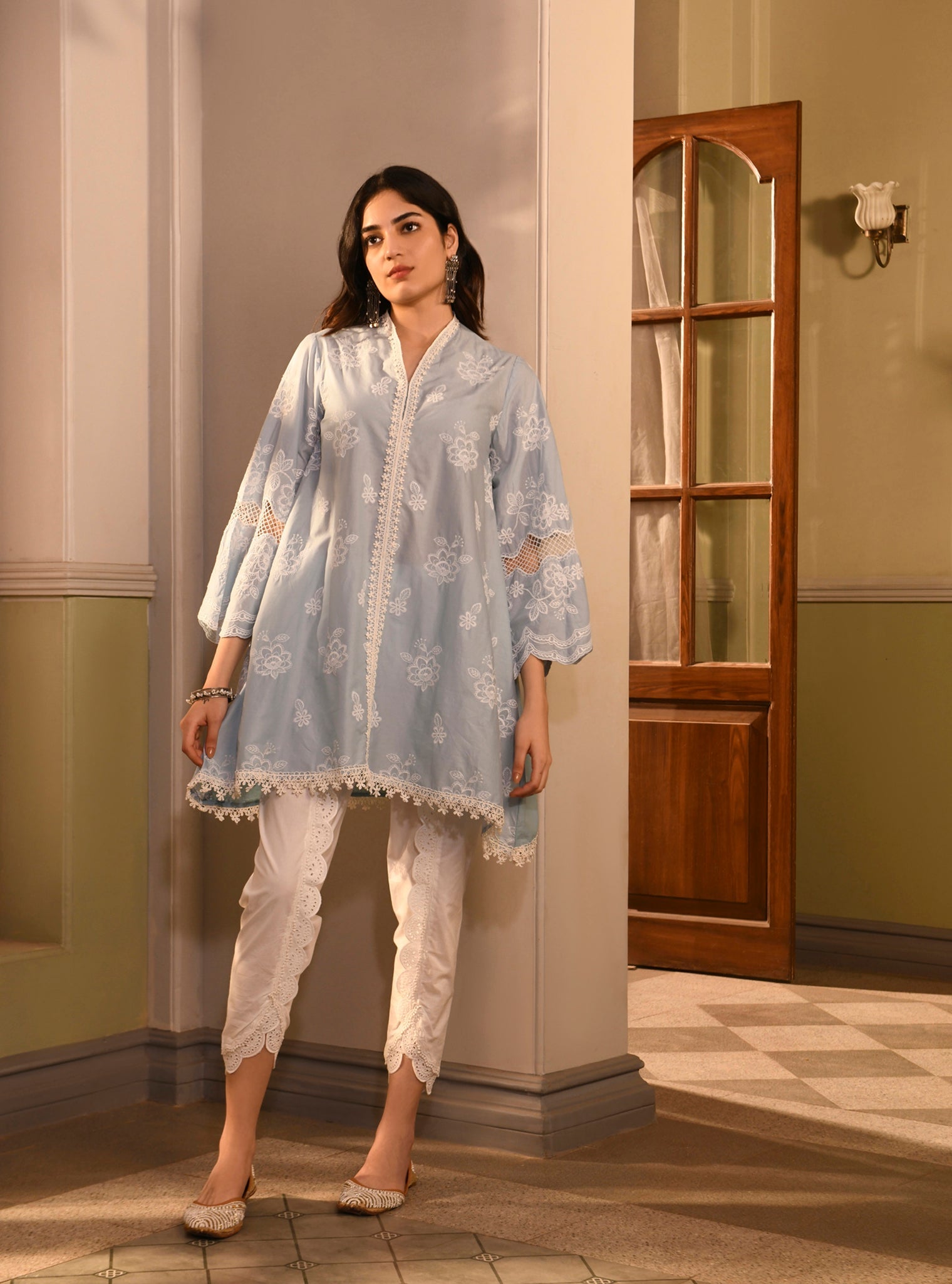 Mulmul Supima Cotton Border White Dhoti Pant
